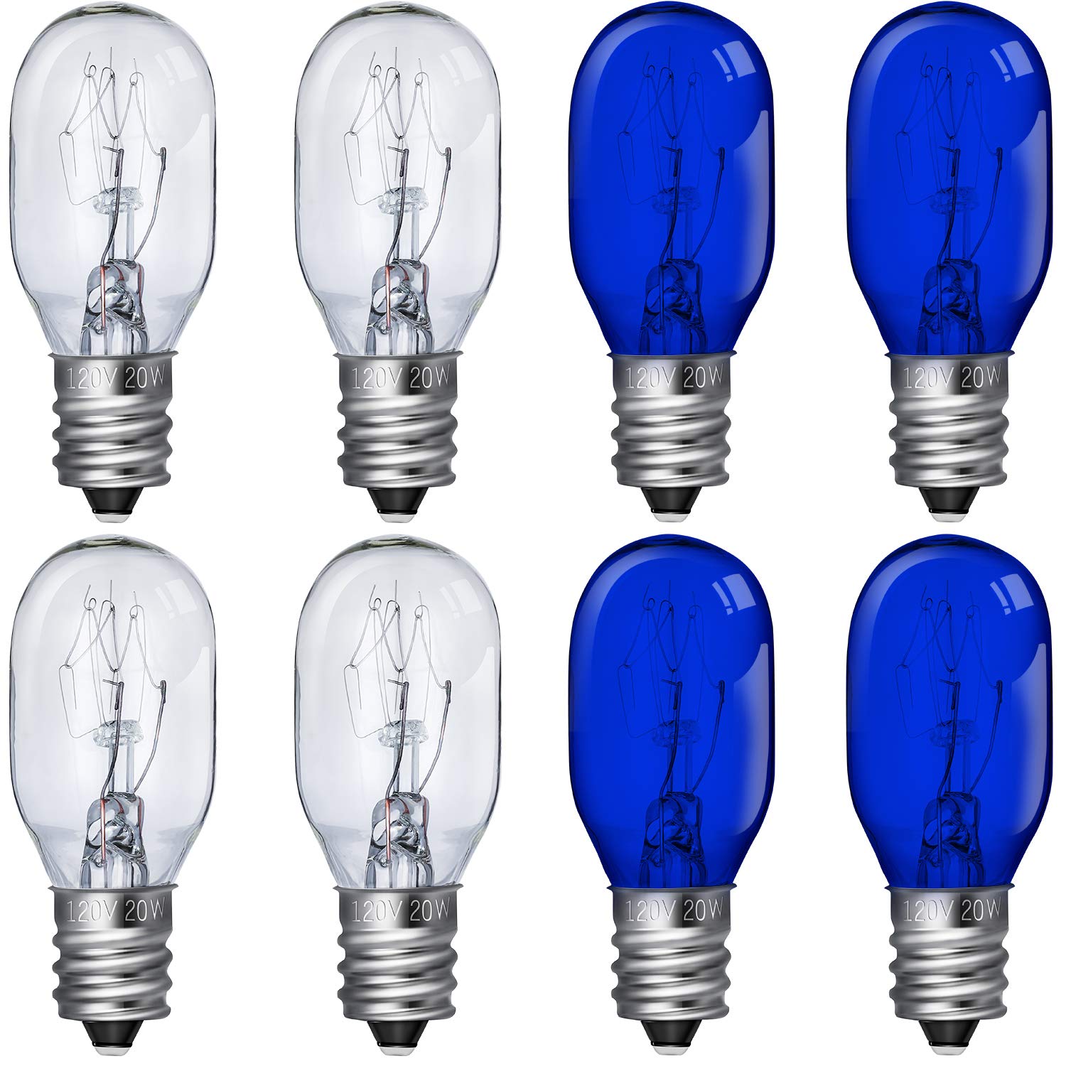 Mudder 8-Pack Lighted Makeup Mirror Bulbs 20W Replacement - Blue & Clear