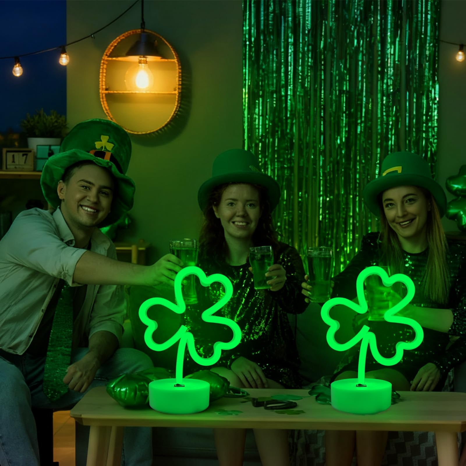 Brightdeck 2 Pack Clover Neon Signs  Led Lights Battery Operated Or Usb Powered Decoration Lamp  Neon Lights Decor For St. PatrickS Day Gifts  Wedding  Party  Room Decor(Clover)
