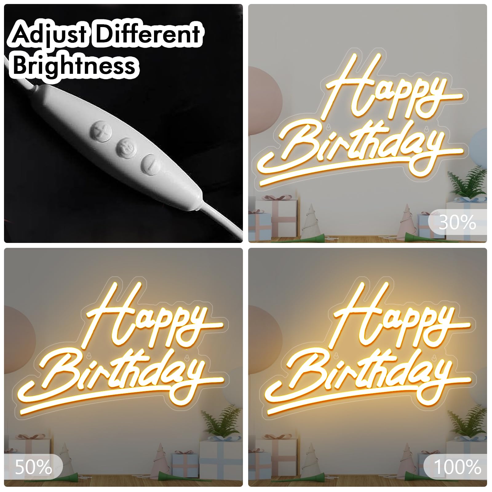 Shellvcase Neon Sign, Warm White Acrylic, USB & Battery Powered, 22.4inx14.3in, Adjustable Brightness for Birthday Parties & Celebrations
