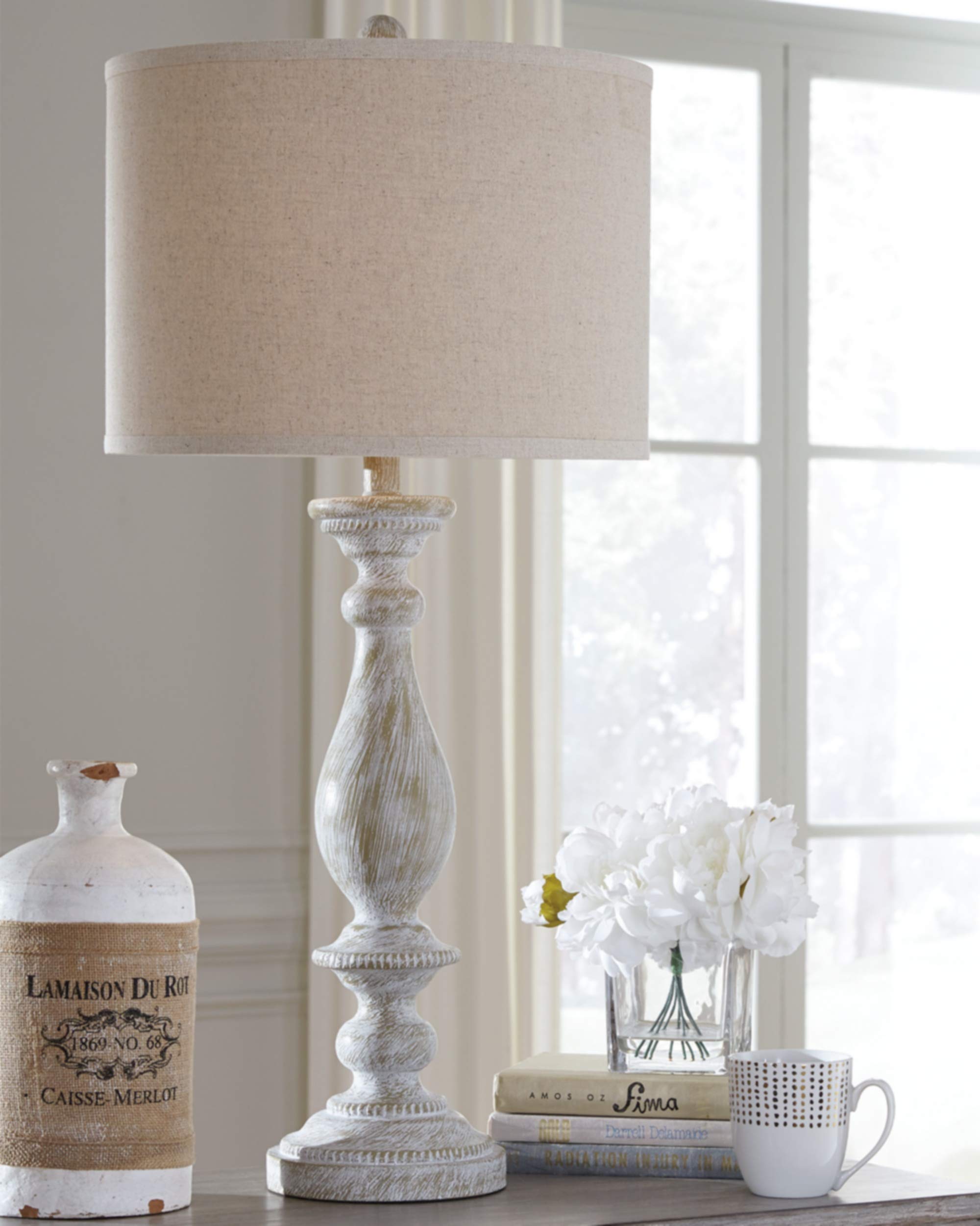 Signature Design by Ashley Table Lamp Set of 2, Cast Resin, White, Model L235344