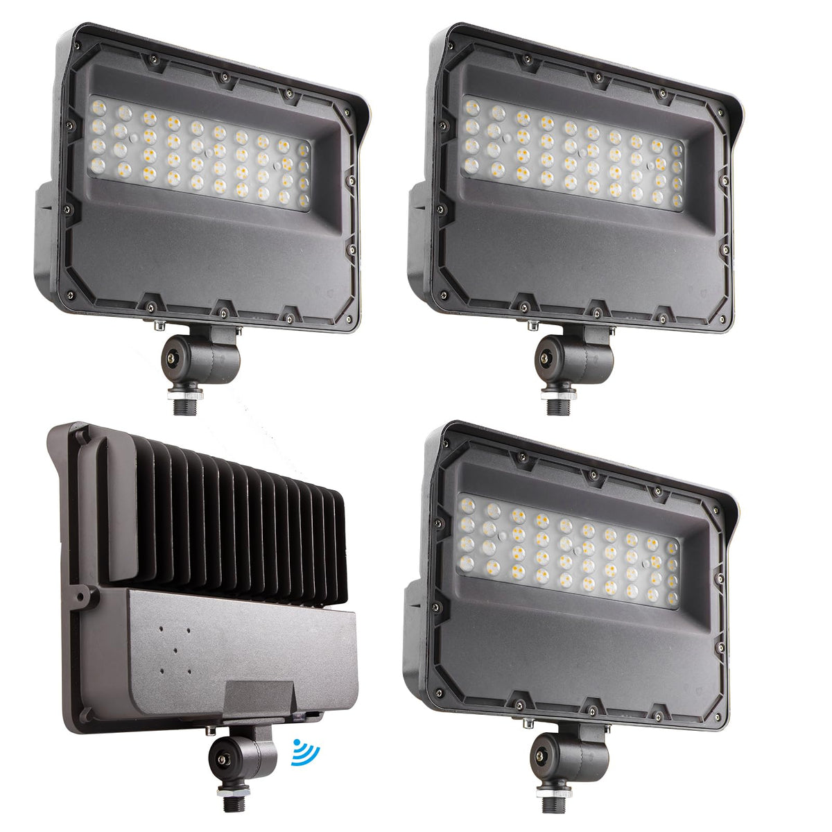 Lightdot 4Pack 150W Led Flood Lights Outdoor With Knuckle, 100-277V?Driver Equipped, 5 Years? Ip65 Waterproof 21000Lm, 5000K Daylight [Eqv.To 600Hps/Wh] Dusk To Dawn Photocell Sensor-Brown