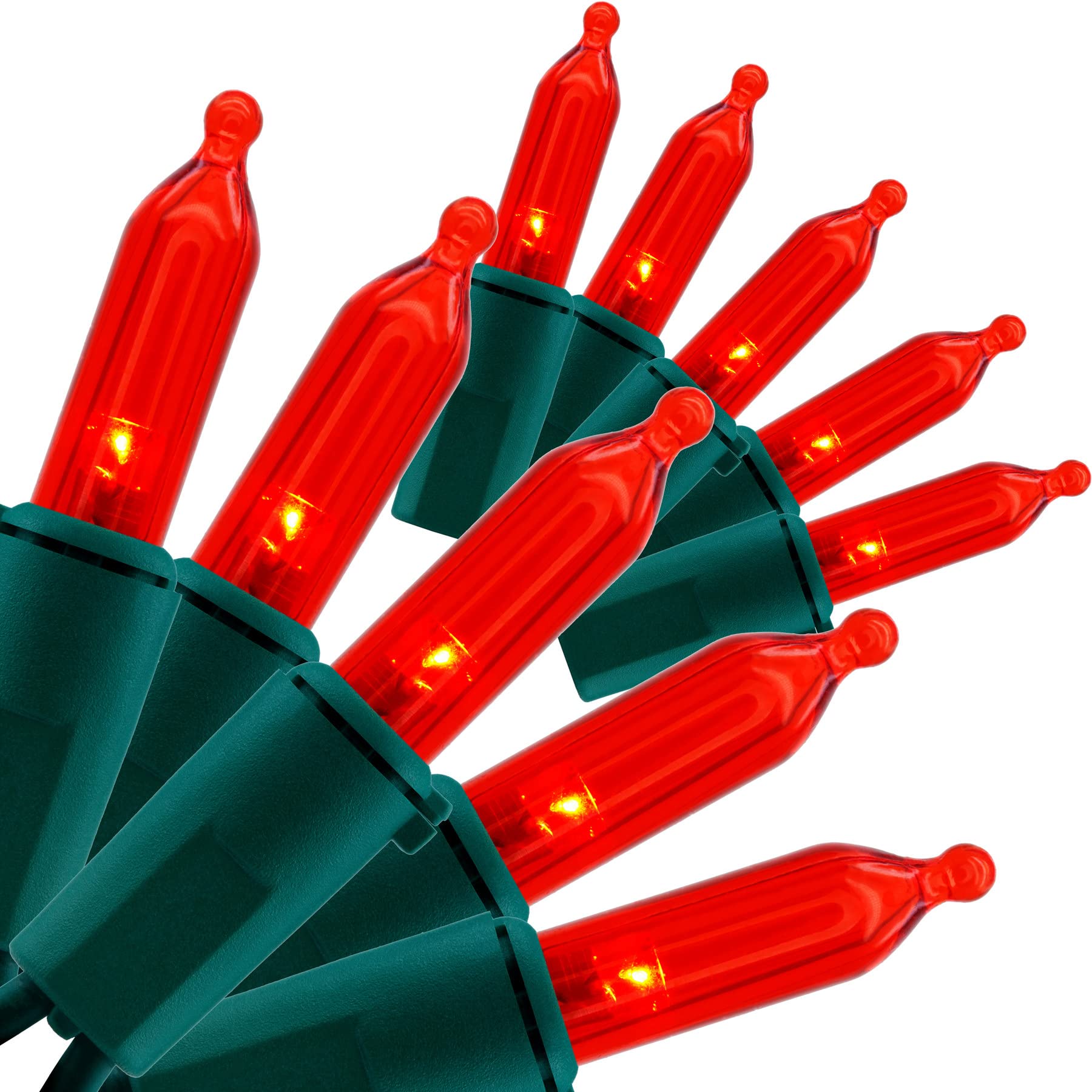 YULETIME Red LED Christmas Lights 200 Count 50 ft, Pack of 2 Strands 25 ft 100 Lights UL Certified String Light Set (Red)