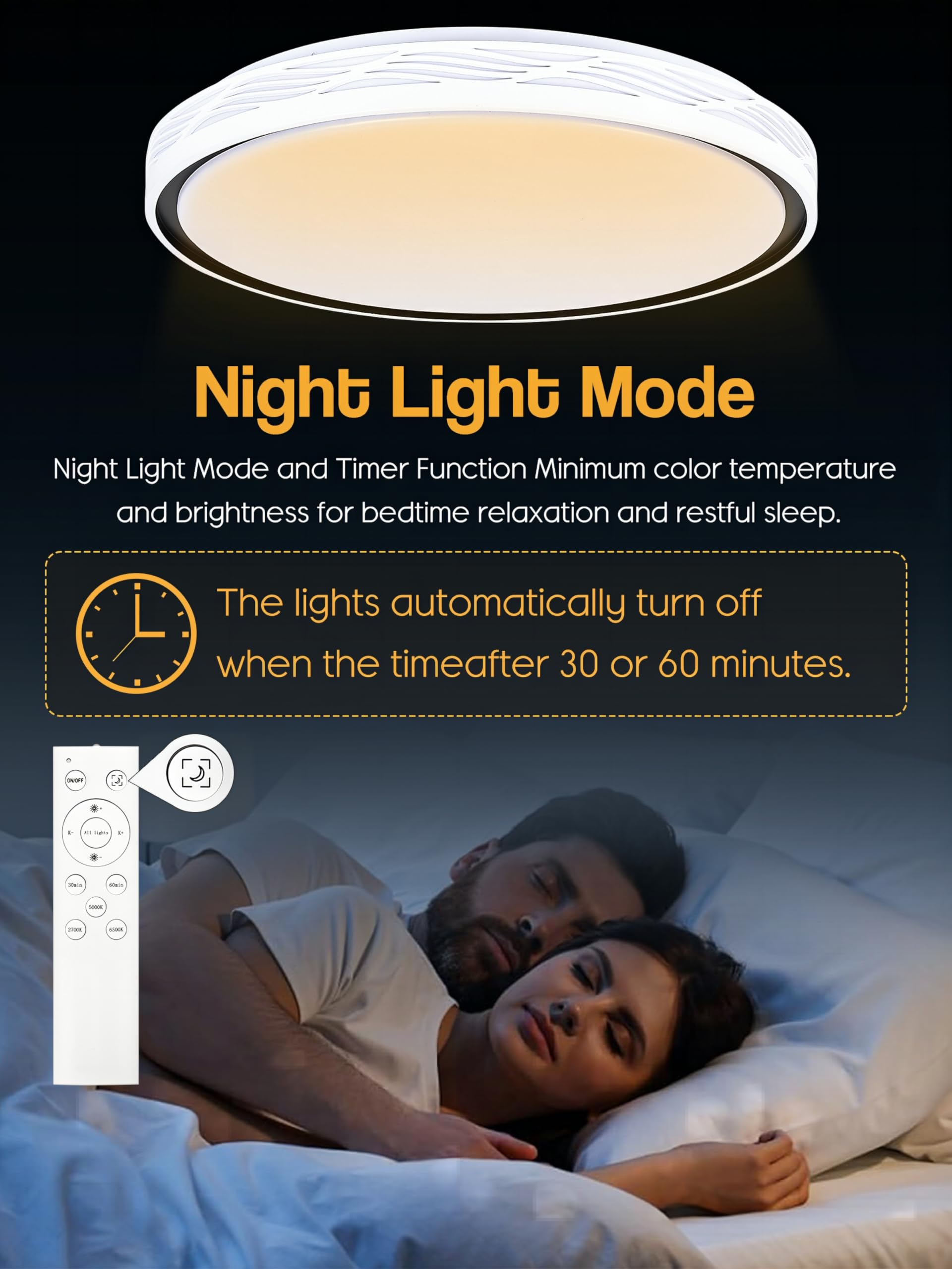 Fcpvhoy 20 Inch Large Led Flush Mount Ceiling Light, 2700K-6500K Dimmable Led Ceiling Light Fixture With Remote, 70W 8900Lm Roun