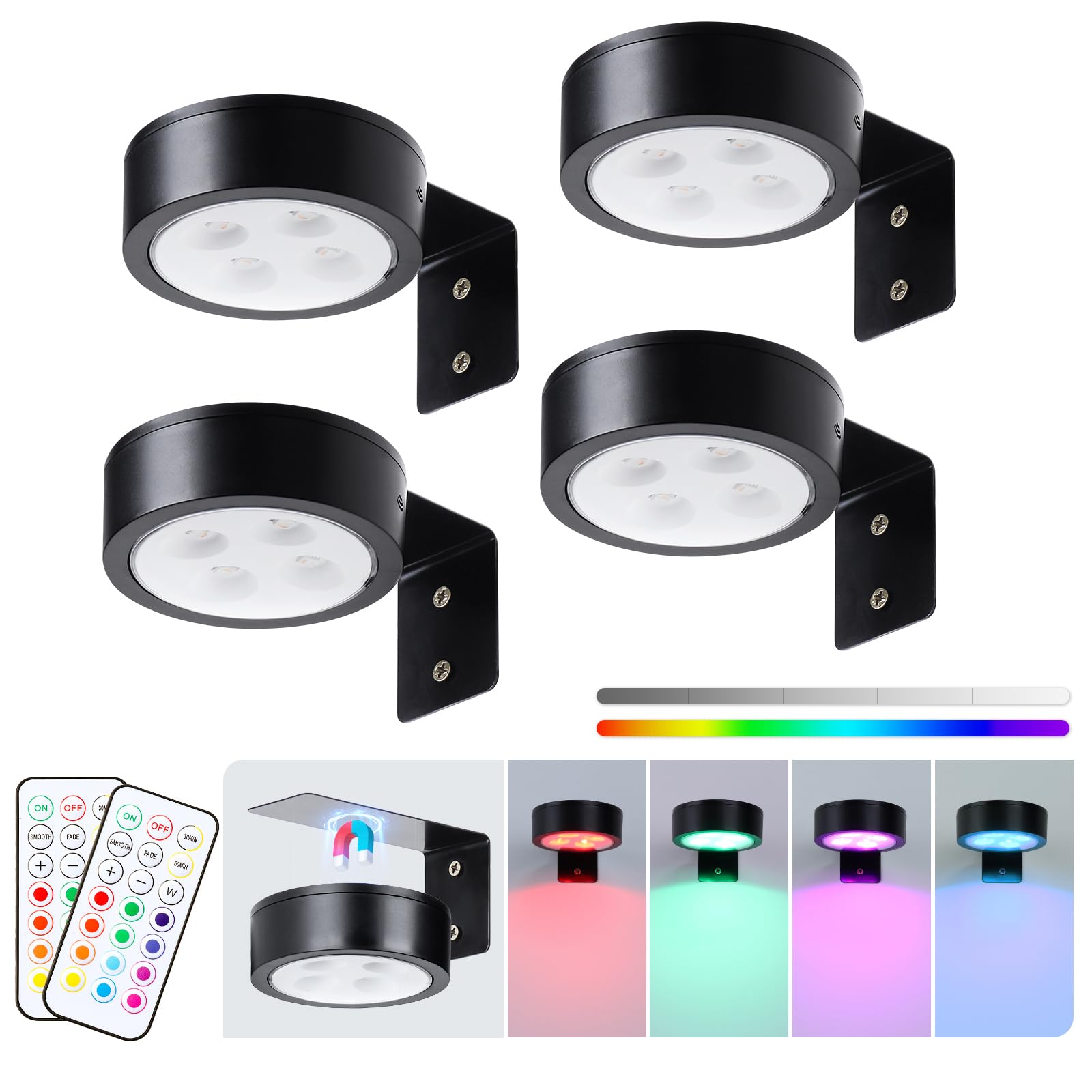 4-Pack Wireless Battery Operated Painting Light with Remote Control,13 Color RGB Magnetic Led Art Display Light for Picture Fram