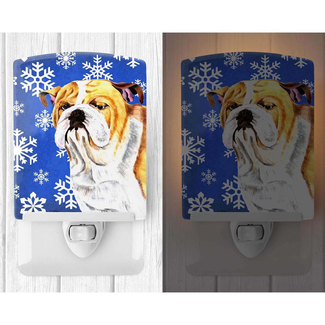 Carolines Treasures Bulldog English Holiday Ceramic Night Light, 6x4x3in, Multicolor, Model SC9374CNL, UL-Certified