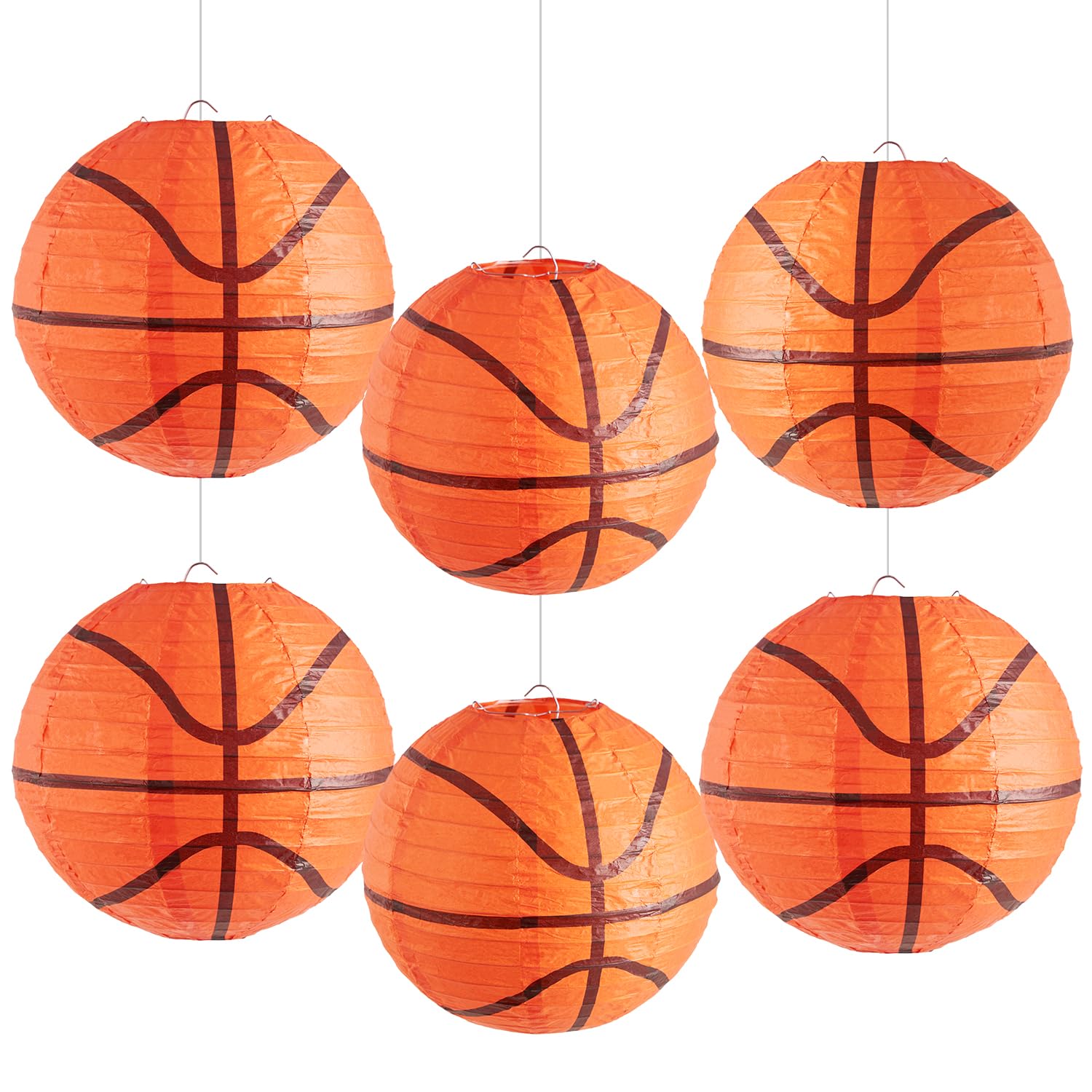 Easy Joy 6 PCS 8'' Basketball Party Decorations Basketball Lanterns Basketball Paper Lanterns Basketball Hanging Lanterns Creati