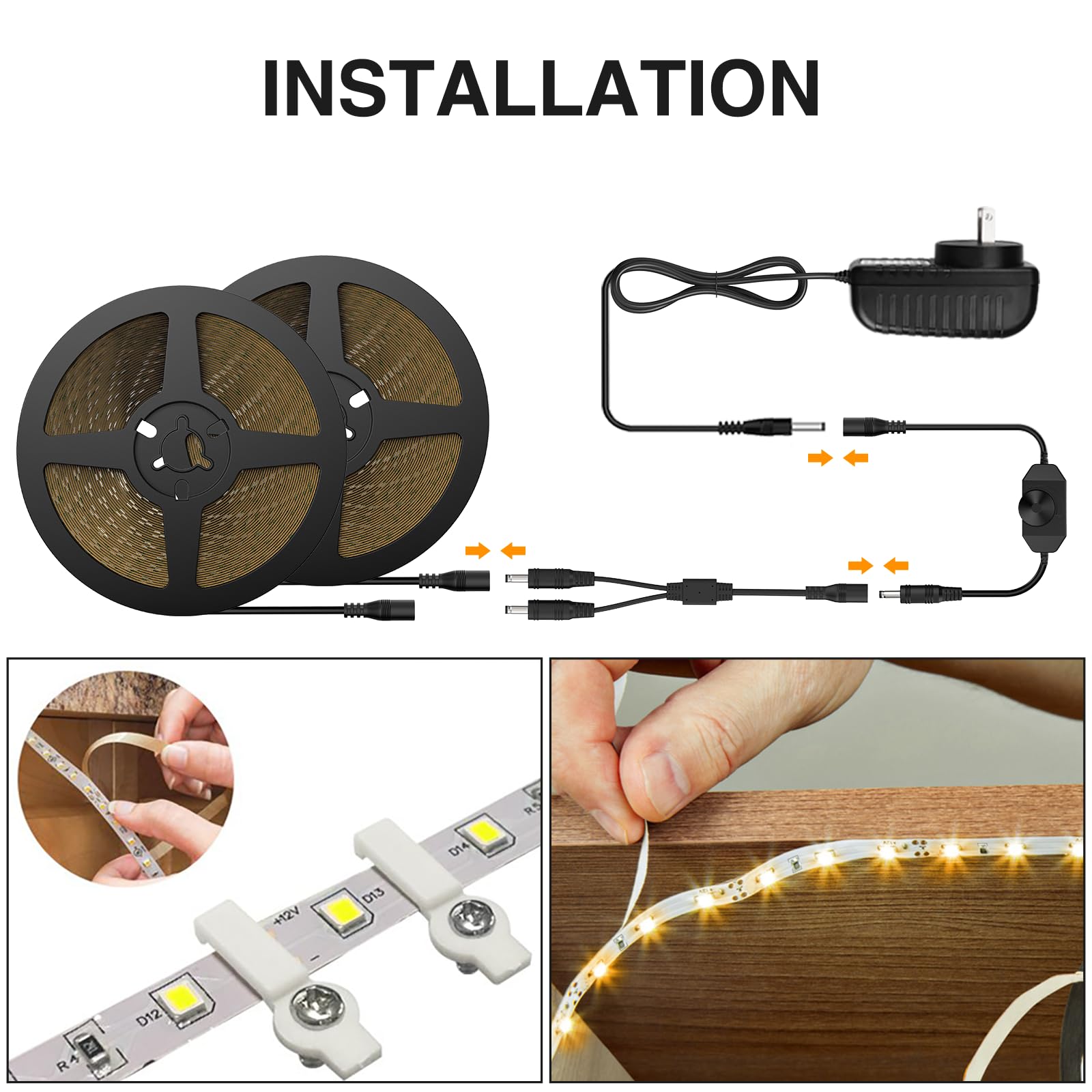 Onforu Warm White Led Strip Lighting, 39.37Ft 3000K Dimmable Led Tape Light, 12M Bright 720 Leds 2835 Flexible Ribbon Christmas