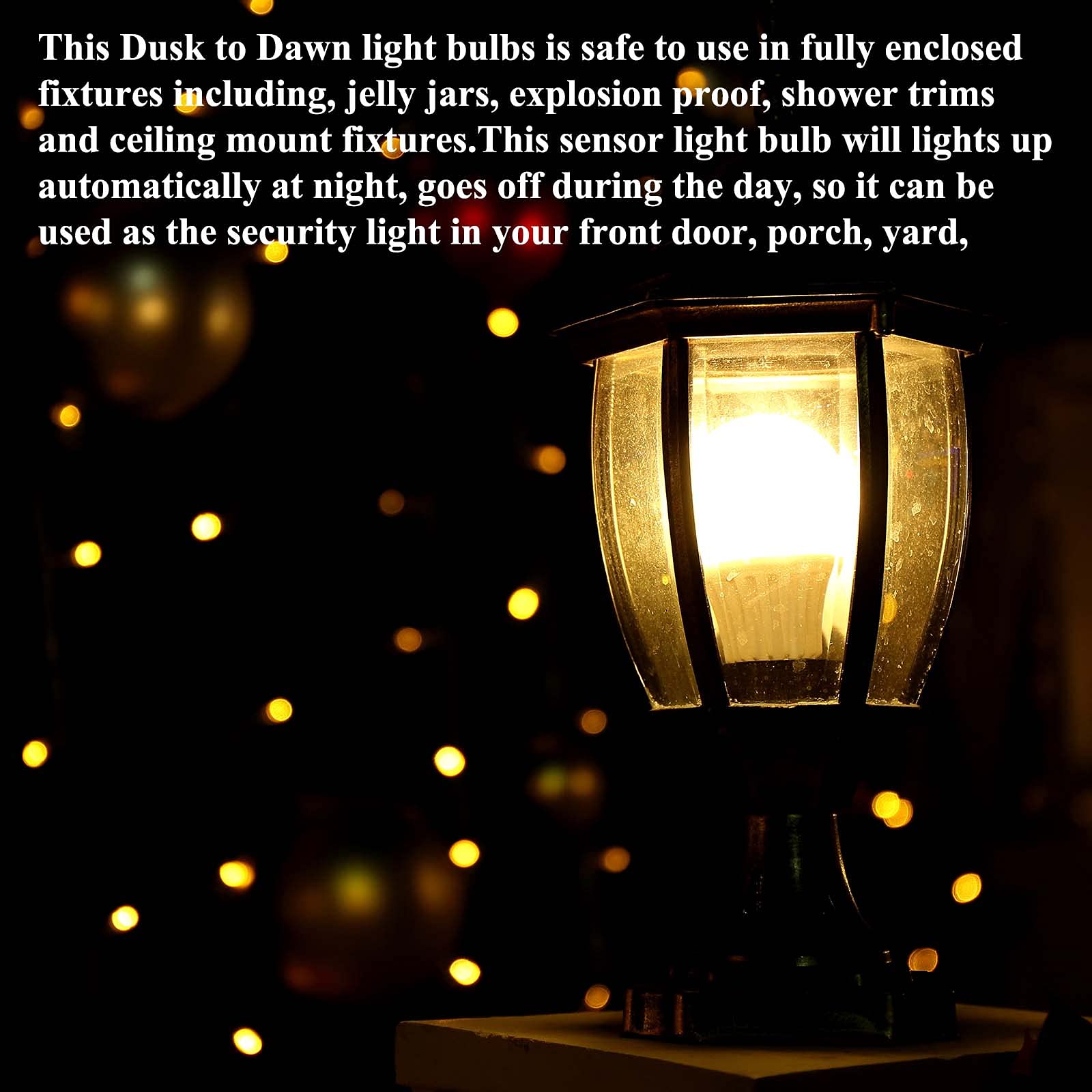 Taysing Smart Dusk to Dawn LED Light Bulbs, 40W Equivalent, Soft White, 5W, 500lm, E26, 2 Pack, Auto On/Off Security