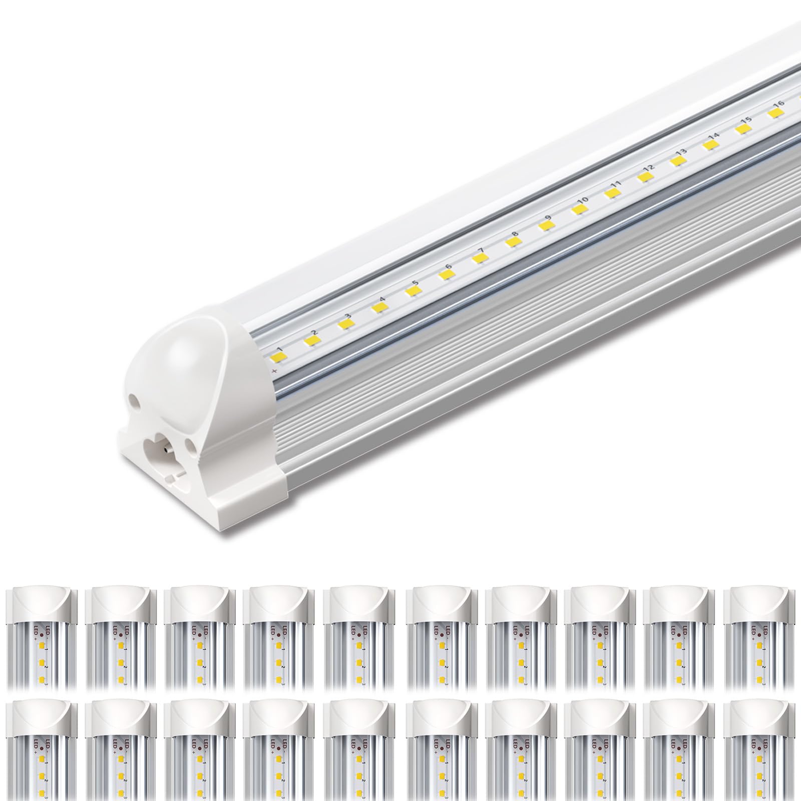 SHINESTAR LED Shop Lights, 40W 5000LM, 4FT Linkable T8 Light Tube Fixture, 20 Pack, White