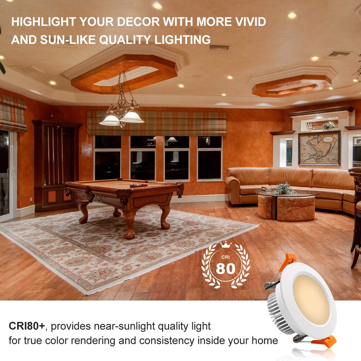 YGS-Tech 3 Inch Dimmable LED Recessed Lighting, 5W (40W Halogen Equivalent), Ultra Warm White 2700K, Plastic, 1 Pack