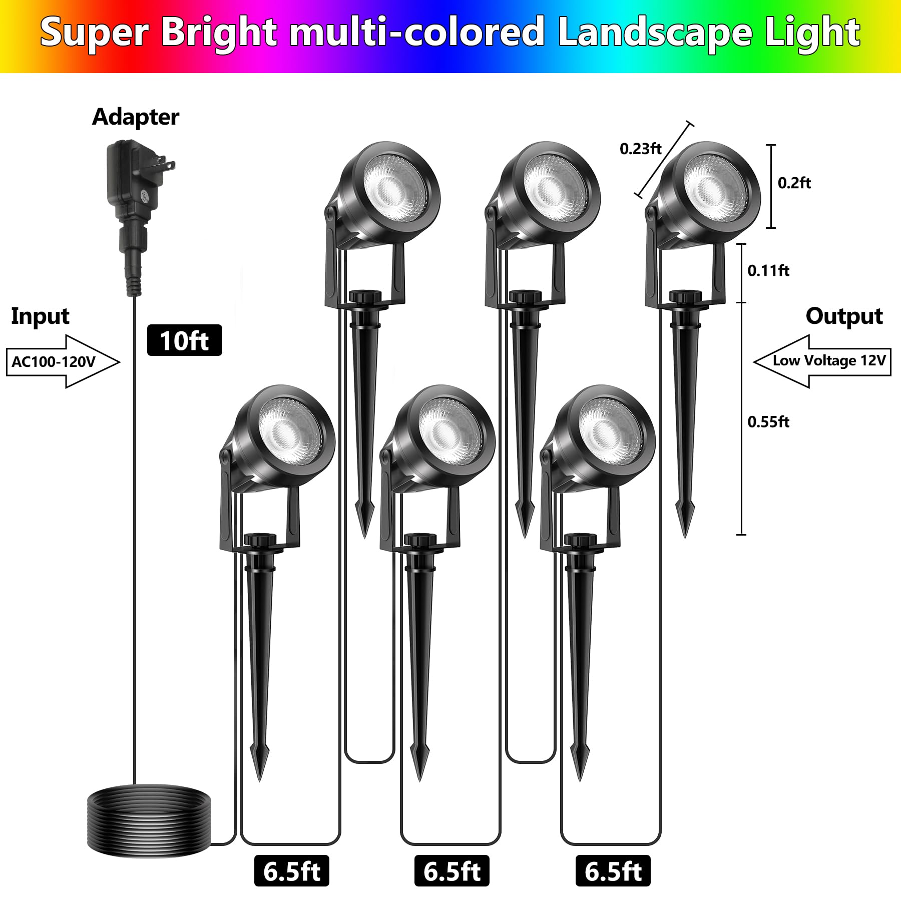 Crepow Rgbw Color Changing Landscape Lights With Remote, 12V Low Voltage, 6-In-1 For Garden, Yard