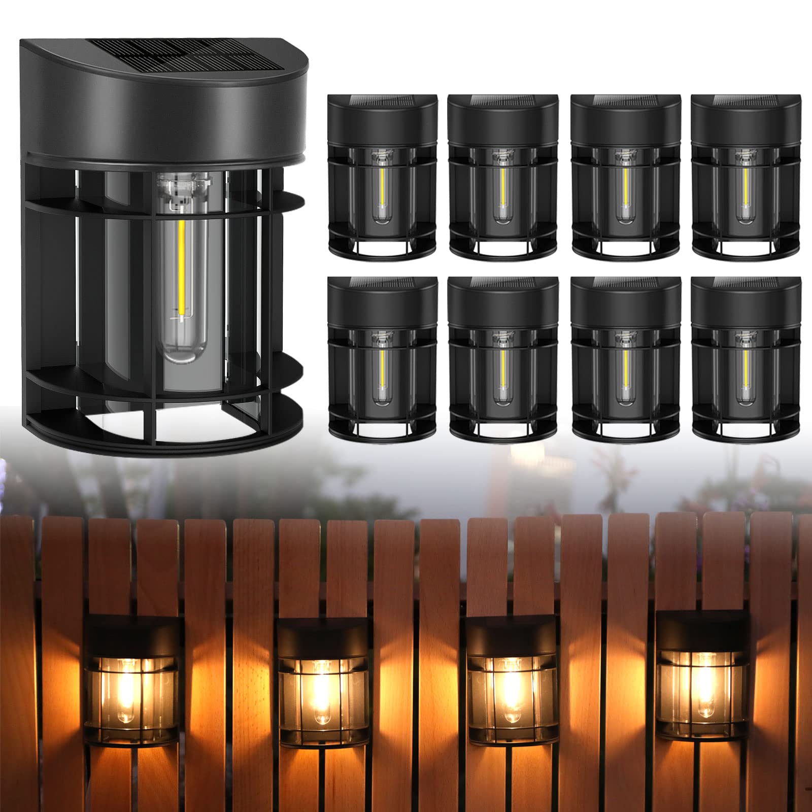 DOESLAG Solar Deck Lights, 6 Pack Solar Fence Lights, Waterproof LED Solar Lights Outdoor Decor for Fence Post Garden Backyard,