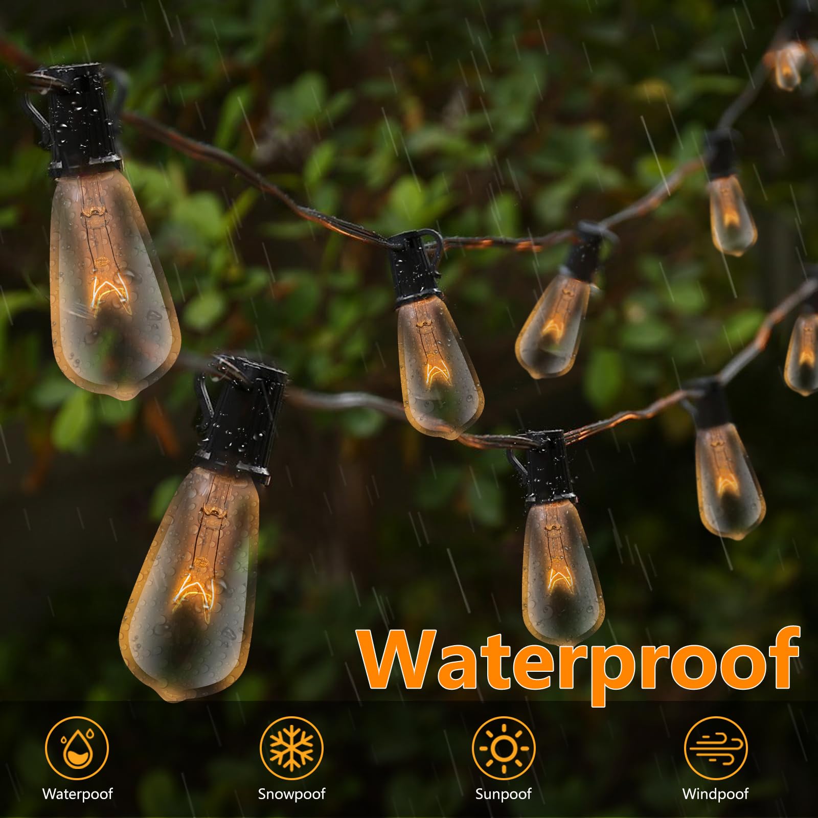 10 Pack Edison Light Bulbs, St40 Clear Incandescent String Light Bulbs Replacement, 7W E17 Screw Base Bulbs For Outdoor String L