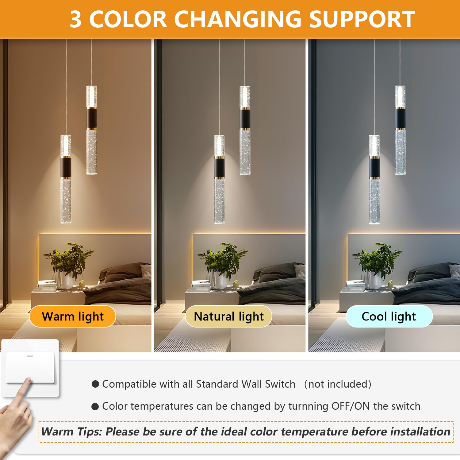 Embring Pendant Lights Kitchen Light Fixtures Dimmable Led Modern Gold Pendant Light Mini Teardrop Crystal Pendant Lighting For Kitchen Island Bedroom Hallway Entryway (2-Light)