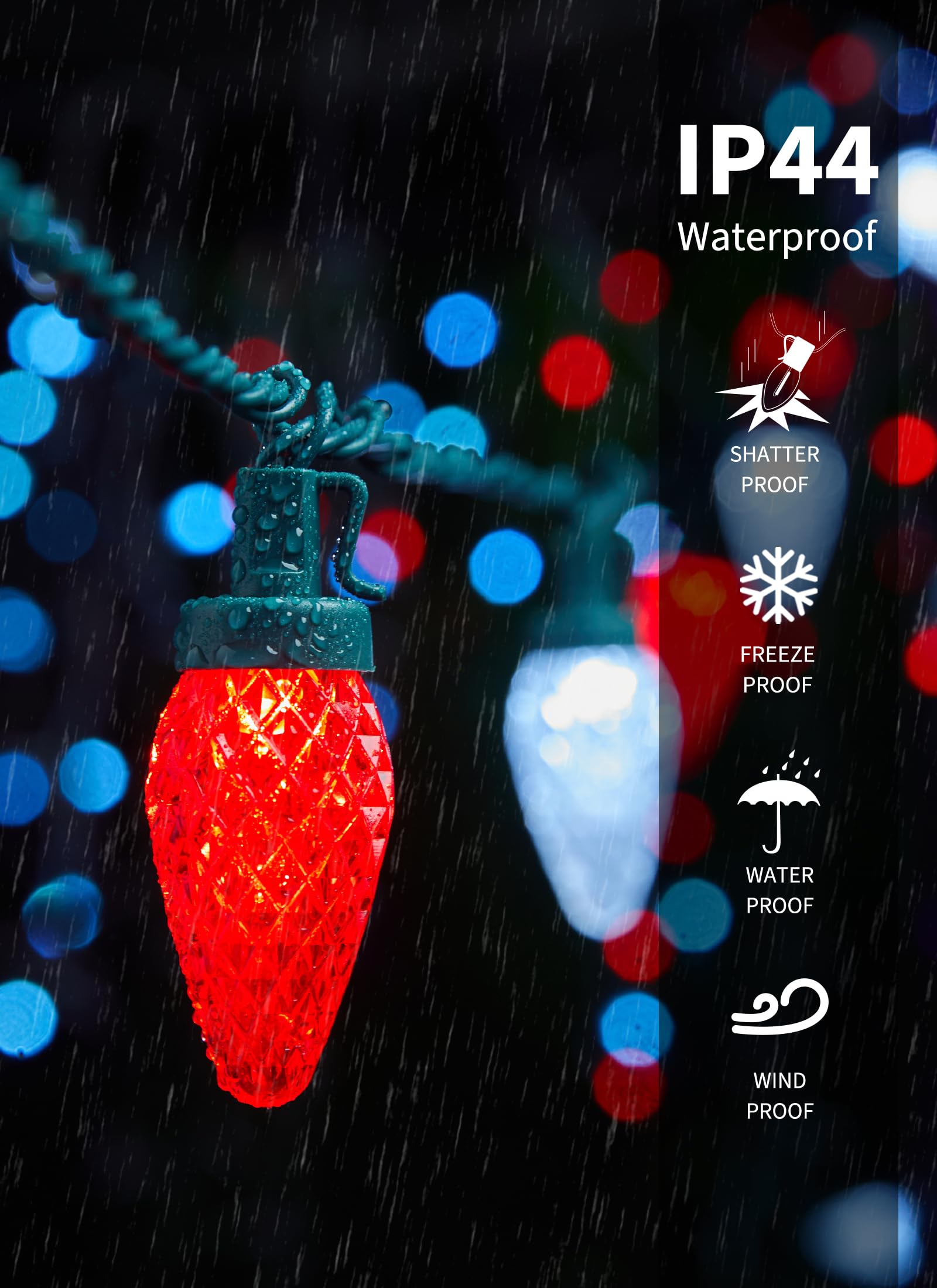 C9 Led Christmas Lights Outdoor, 81 Feet 100 Led String Lights With Timer & 8 Light Mode, Waterproof Commercial Grade Christmas