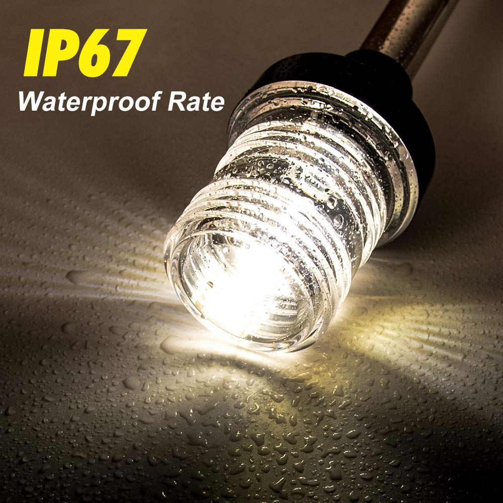 Sebnux White LED Fold Down Boat Stern Light for Pontoon & Fishing Boat, 6 Inch, Nature White 5000K, Model SCK098