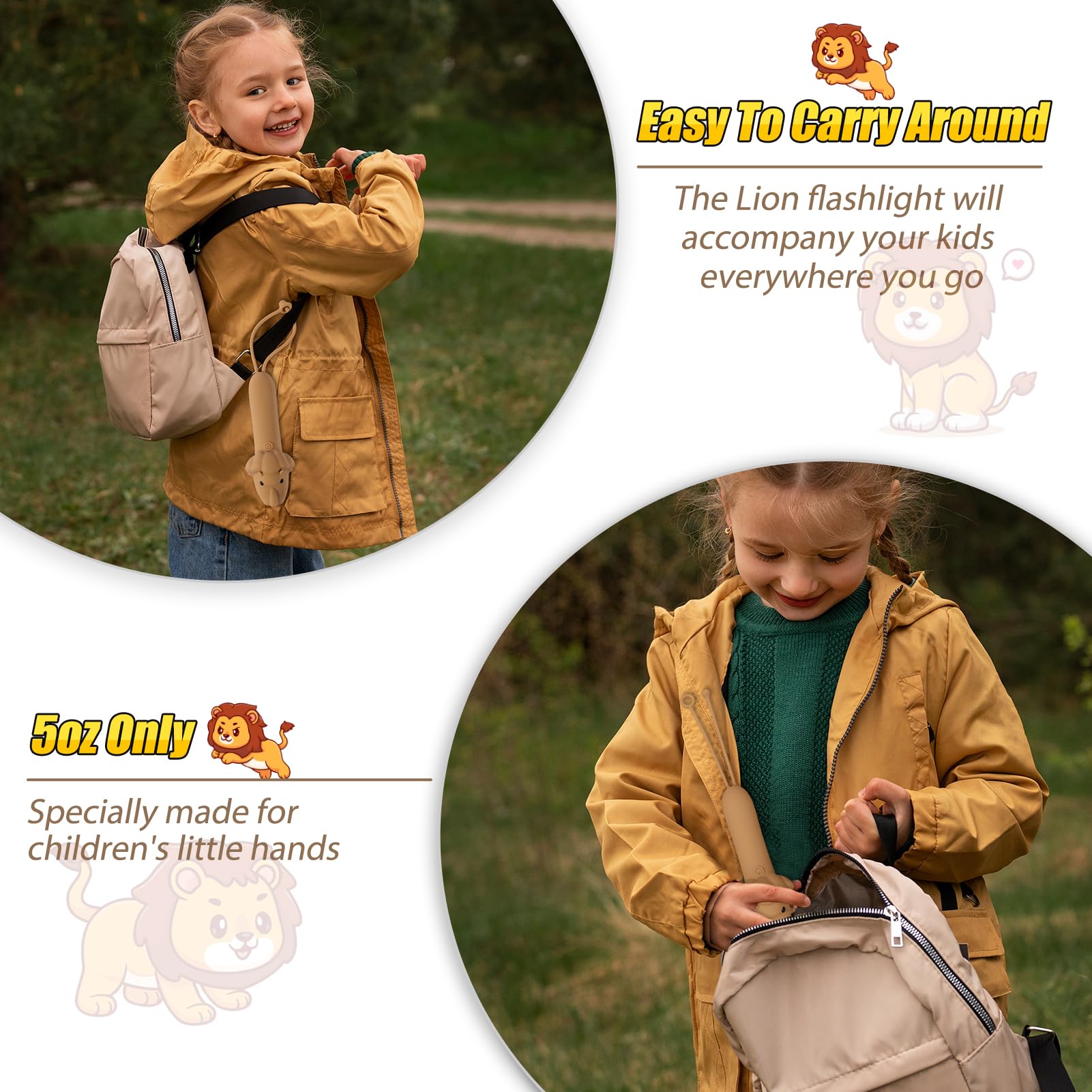 Tepreswes Kids Rechargeable LED Flashlight, Lightweight, Brown, Model C1, Ideal for Camping, Outdoor Adventures, and Birthday Gifts