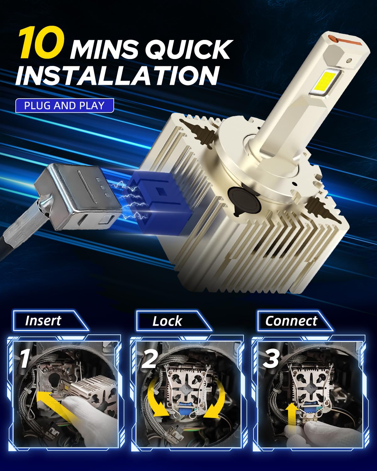 AUTOONE D3S LED Bulb - 800% Brighter, 3 Min Install, 20 Year Lifespan, 99% Compatibility, D3S/D3R