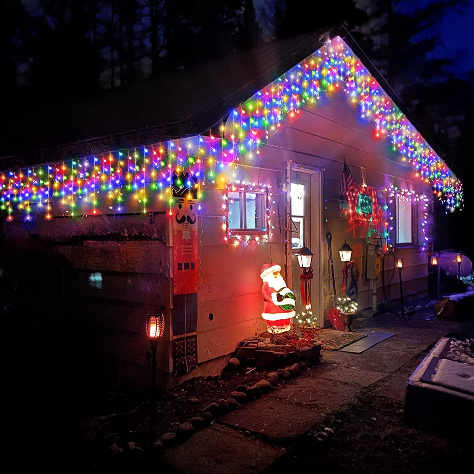 Homeleo Multi-Color Outdoor LED Icicle Lights, 14.5Ft with 160 LEDs - For Christmas Decor