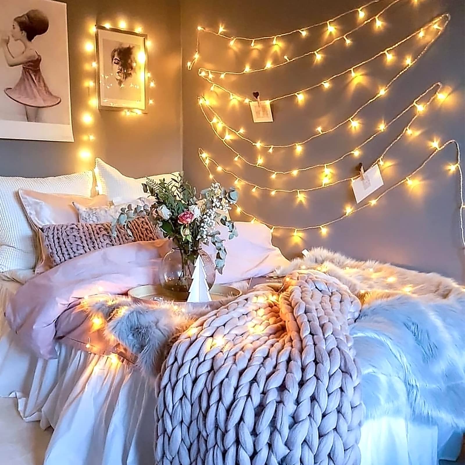 Jmexsuss 33Ft 100 Led Warm White Battery-Powered String Lights, Waterproof Twinkle Fairy Lights With 8 Modes For Indoor/Outdoor Use