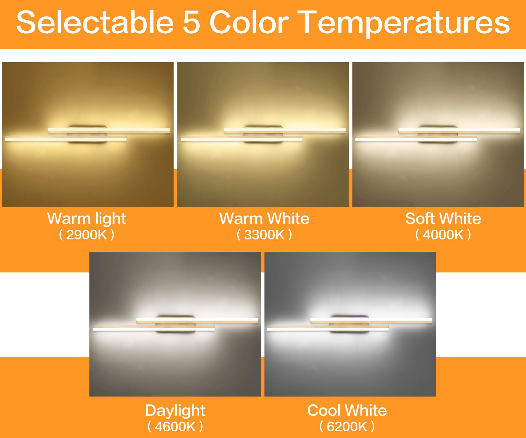 Presde Bathroom Light Fixtures 5 Color Changeable 48Inch Vanity Light For Bathroom Over Mirror Brushed Glod Modern Led Vanity Wa