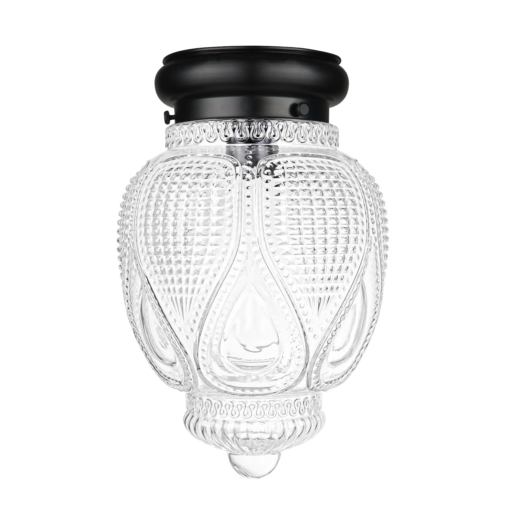 DSMJFU DSMJFU Vintage Semi Flush Mount Ceiling Light, Matte Black Hallway Lights Fixture with Clear Glass, Globe Ceiling Light F