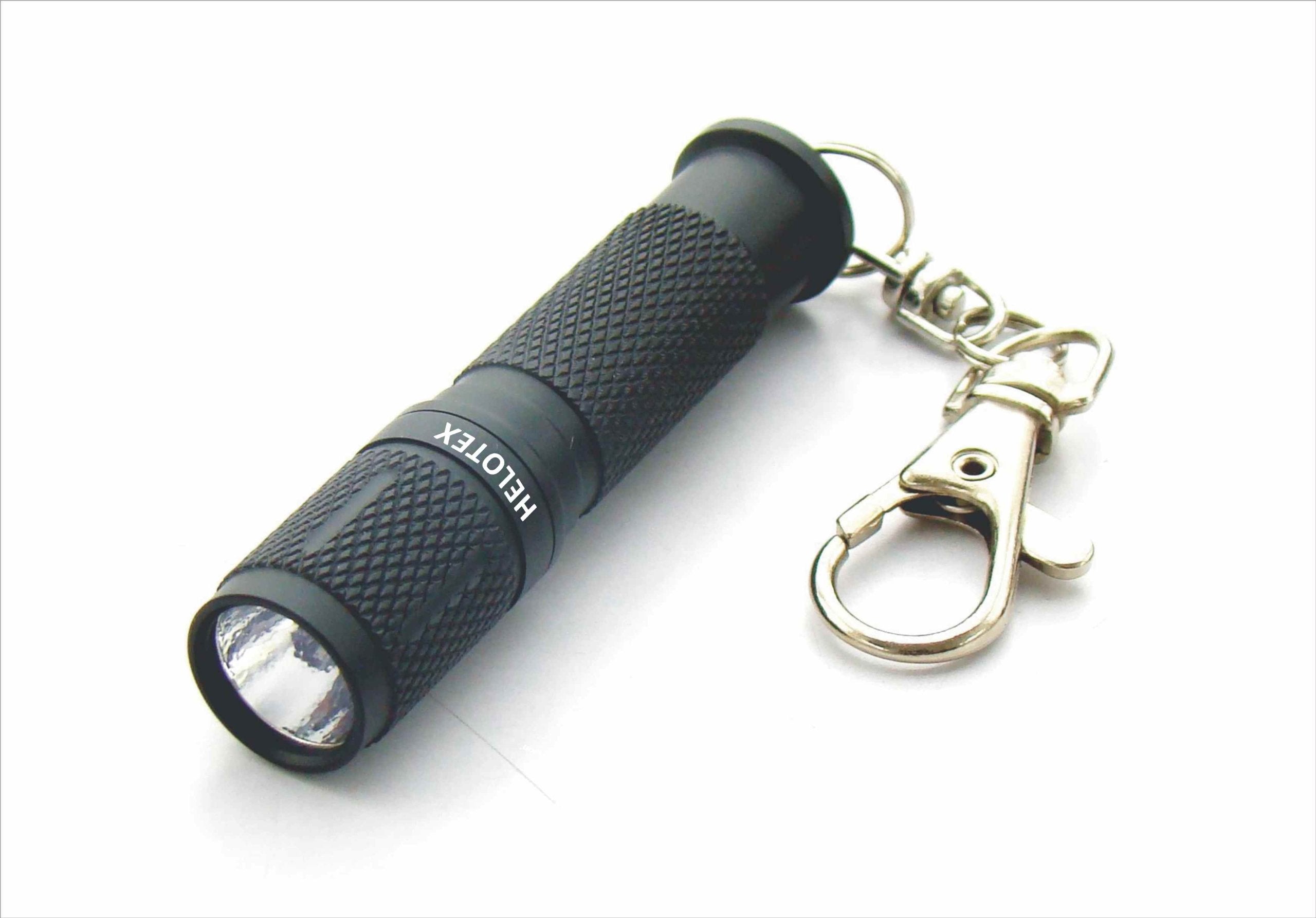 Helotex K1 Key Chain Flashlight, Aluminum, Black, Compact Design