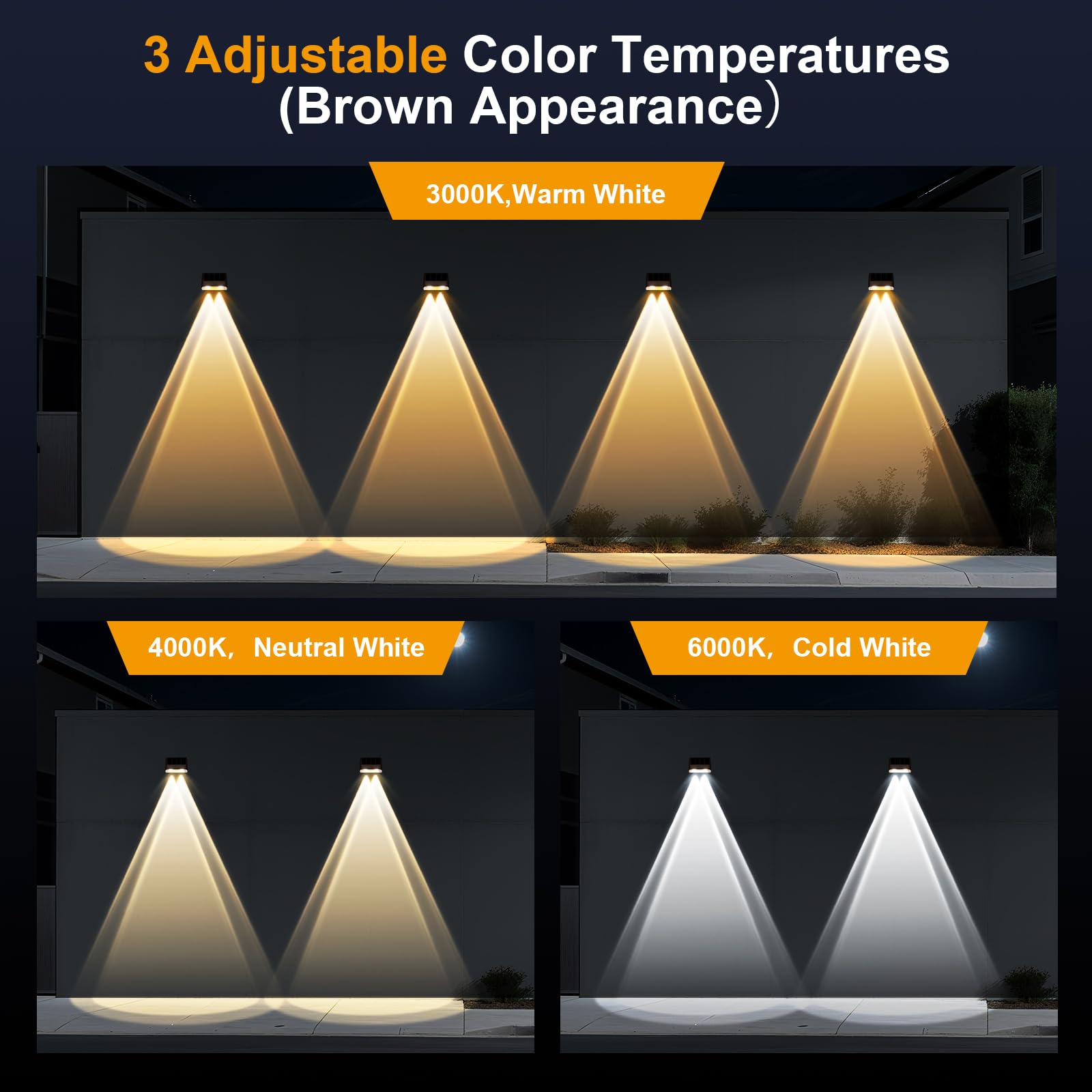 Yivsen Solar Fence Lights - 8 Pack Waterproof Dusk to Dawn Acrylic Lighting, 3000/4000/6000K - Perfect for Winter & Rainy Days