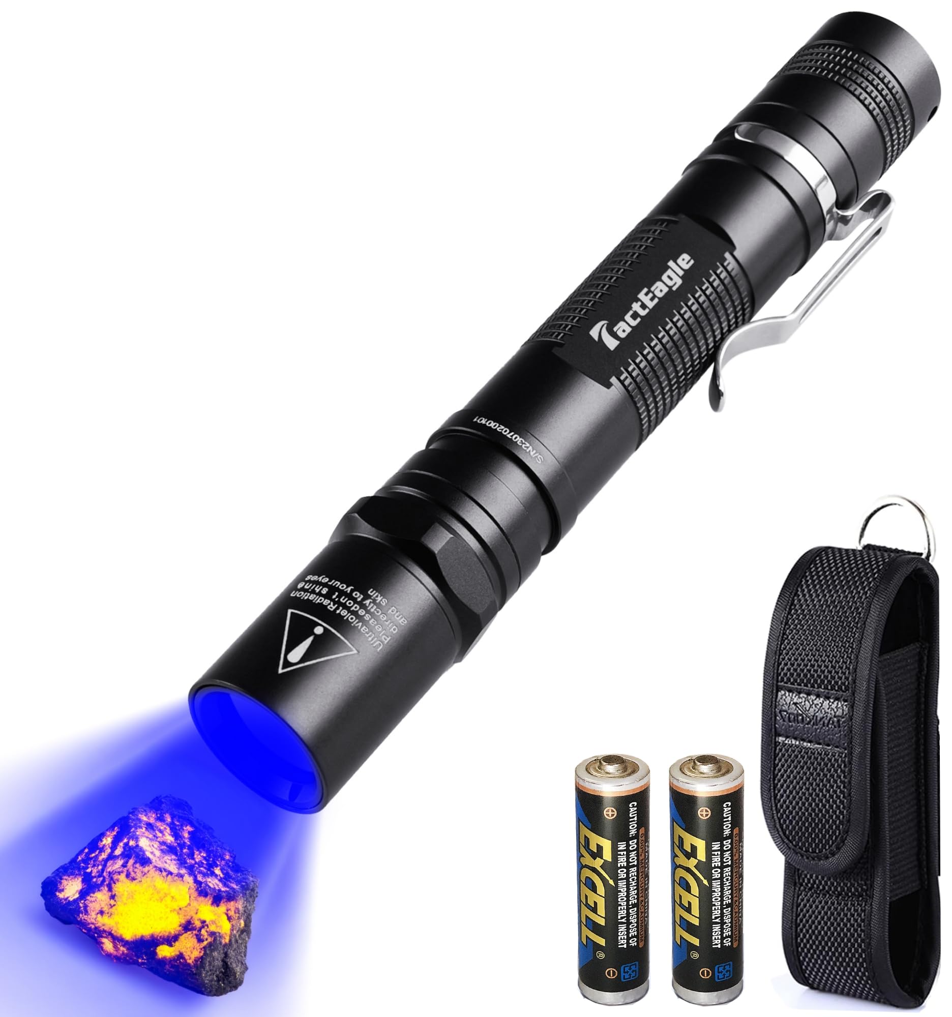 TactEagle UV Flashlight - 365nm Black Light for Pet Urine & compatible with Detection, AA Powered, Model UVA-T2, Color UVA-T2