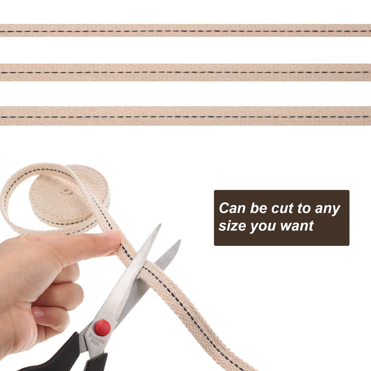 Boao 19.5 Foot / 3 Rolls Cotton Lamp Wicks,1/2 Inch Flat Oil Lantern Wick,3/4 Inch Stitch Oil Lamp Wick,7/8 Inch Oil Lamp Wicks