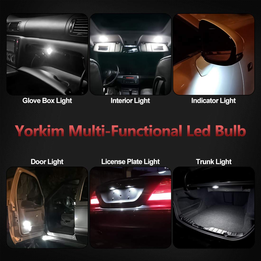 Yorkim 28mm De3175 LED Bulb White Super Bright LED Festoon 28mm 29mm LED Error Free CANBUS 6-SMD 2835 Chipsets For Interior Ligh