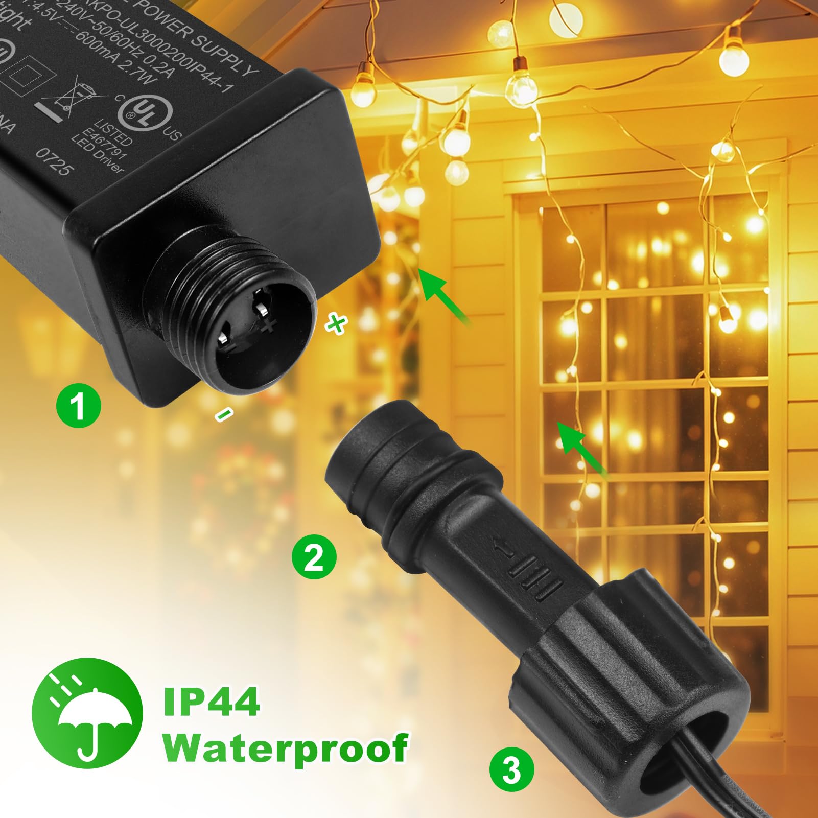 ARIMDOTUL 4.5V 0.6A Class 2 Power Supply - IP44 Waterproof Transformer for LED Lights & Holiday Decor, Model LL-SDDY-005
