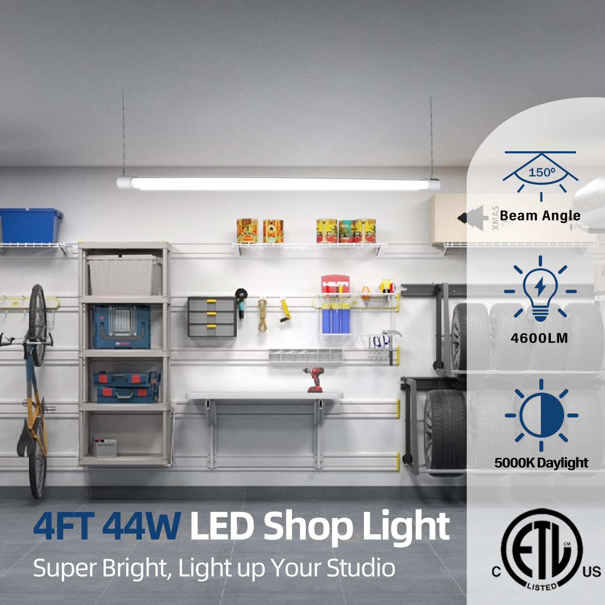 hykolity LED Shop Light 4FT 44W 4600lm 5000K Daylight White Model HB-Q10-50