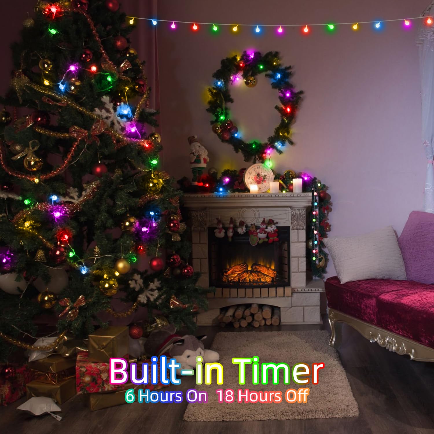 Wuxyiyang 120 Led String Lights 40Ft, 8 Lighting Modes Plug In Fairy String Lights For Bedroom Classroom Patio Garden Wedding Party Christmas Tree Outdoor Indoor Decorations Multicolor