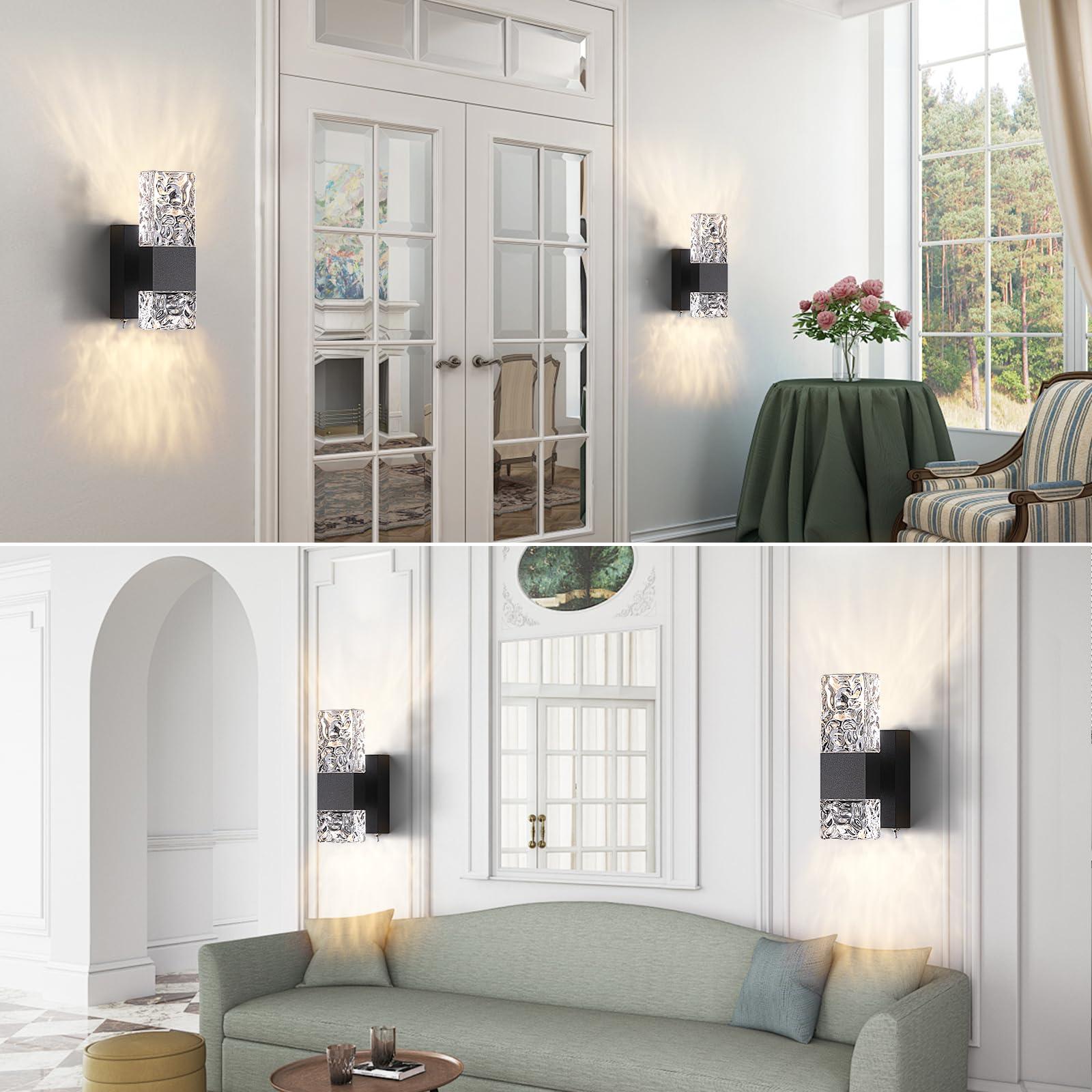 Hitoo Battery Operated Wall Sconces Set Of 2, 10000Mah Wireless Rechargeable Wall Lights, Dimmable Led Wall Lights With Remote C