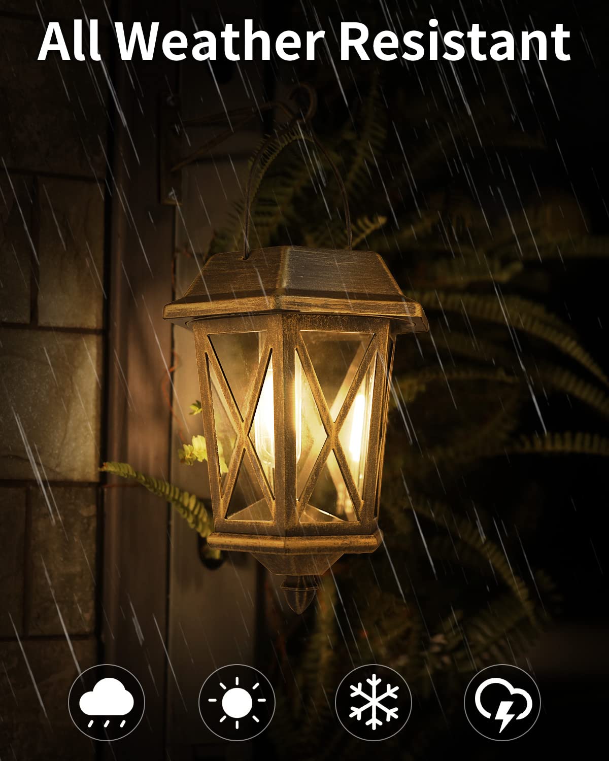 TEKLAPS Solar Lantern Outdoor Lights, Waterproof Metal, 10.8x6.2x6.2 in, Bronze, Model ZZ-24B, 2 Pack