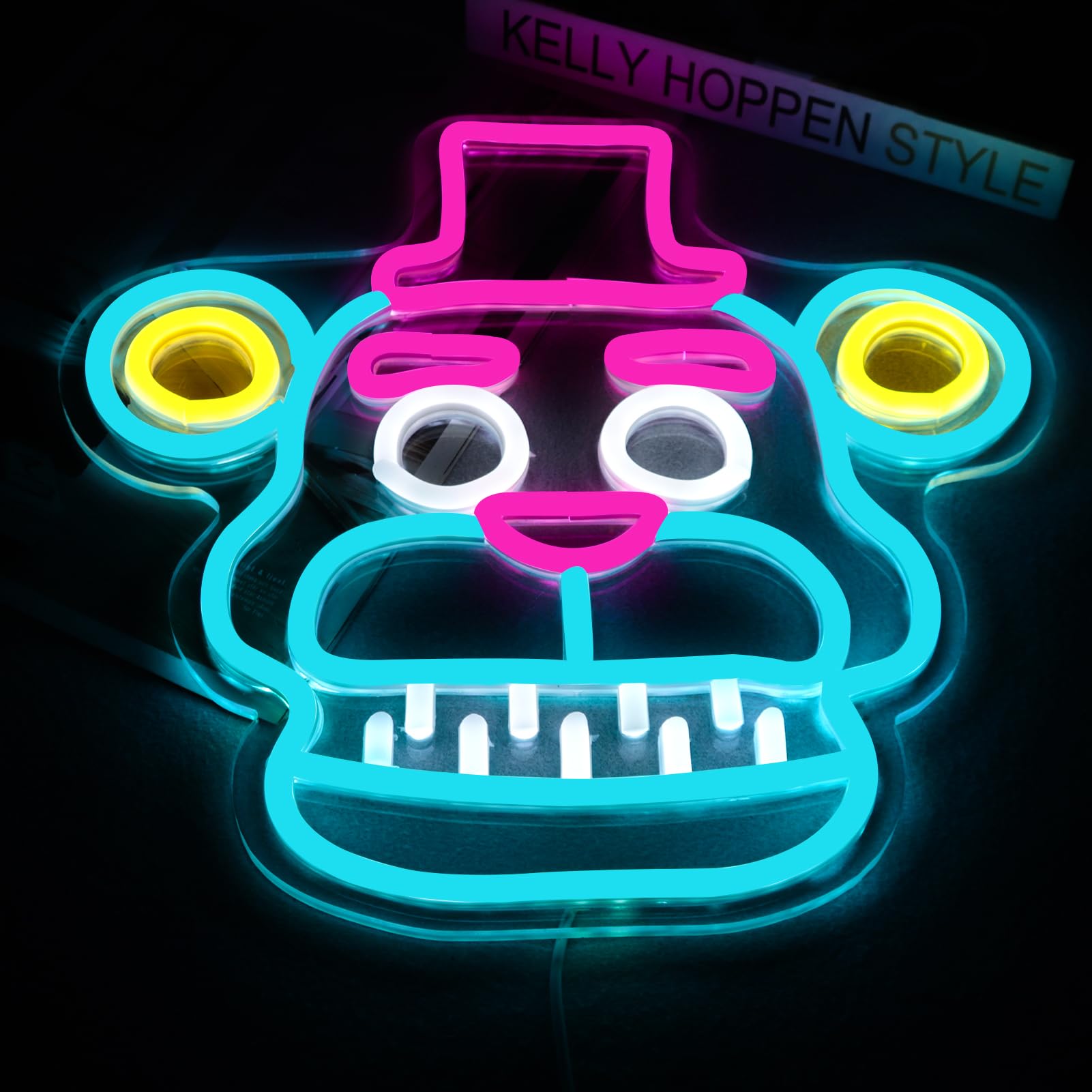 AHlove Neon Sign - Freddy LED Wall Decor for Bedroom, 12.2"x11.8", Perfect Birthday & Christmas Gift for Kids