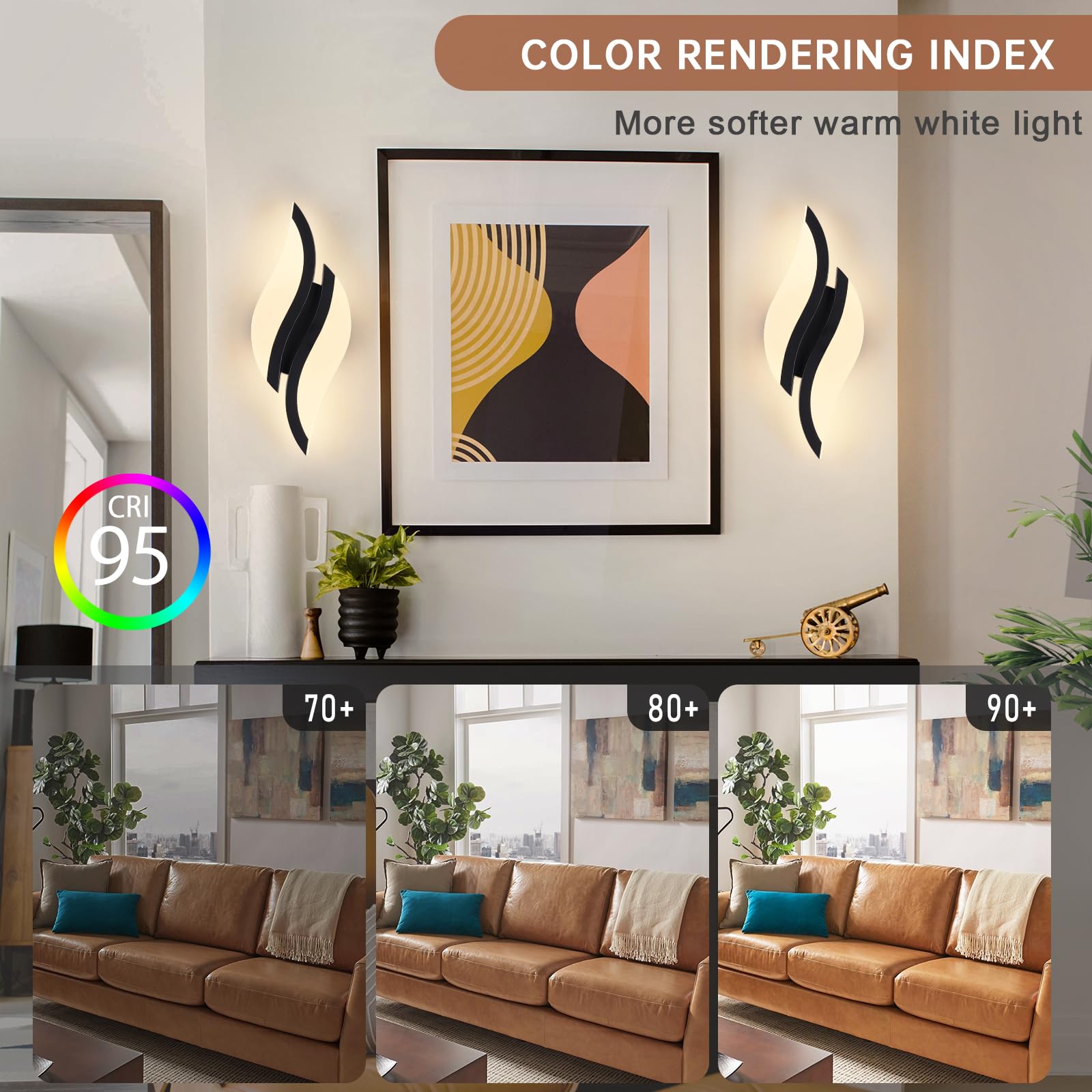CANEOE LED Wall Sconce - Modern Acrylic Lighting Fixture, 3000K Warm White, Black, 1 Pack, Model WL-YZ-C, Ideal for Living Room & Hallway