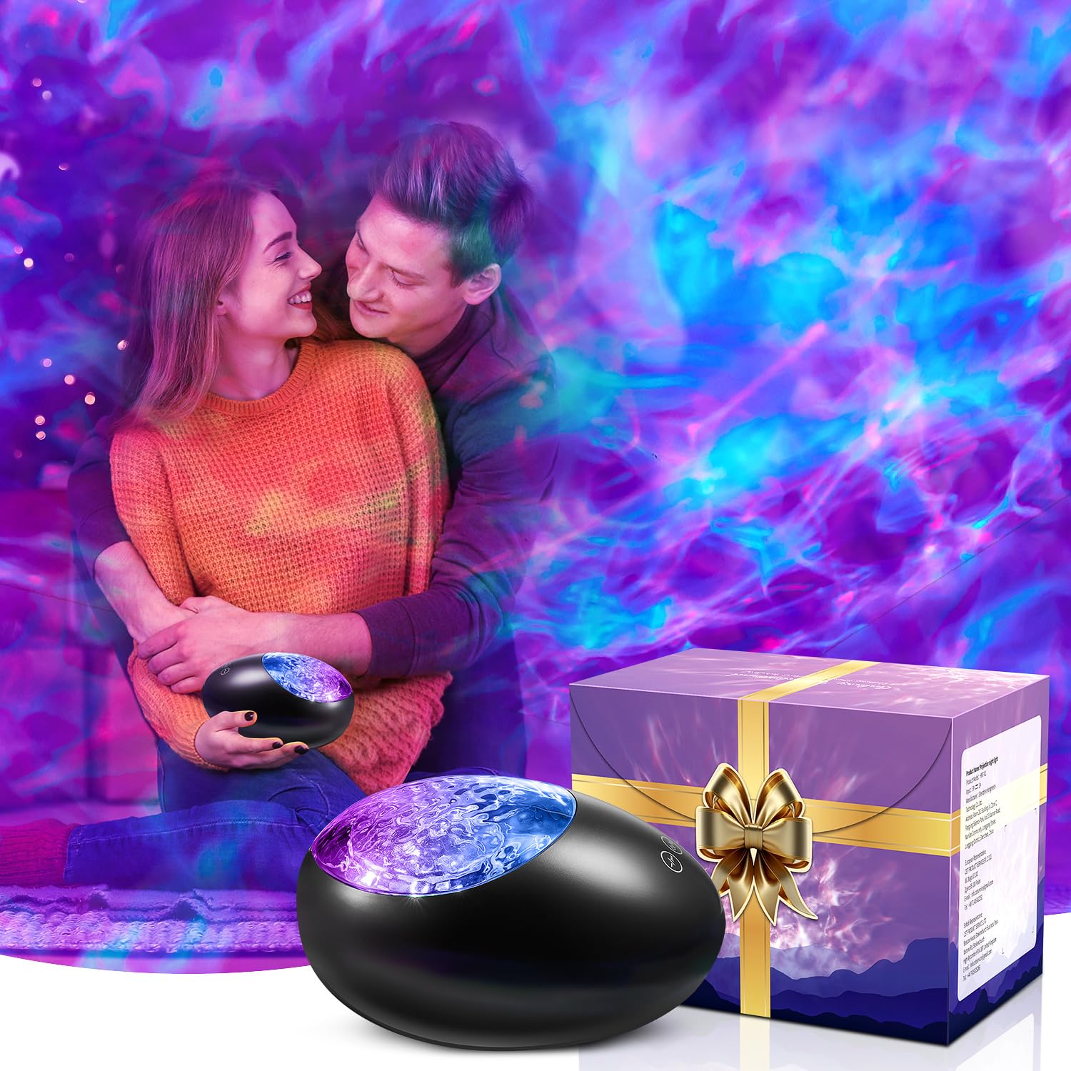 One Fire Gifts Box Galaxy Projector Light with 10 White Noise & Bluetooth Music, Remote Timer Galaxy Lights for Bedroom, Room De