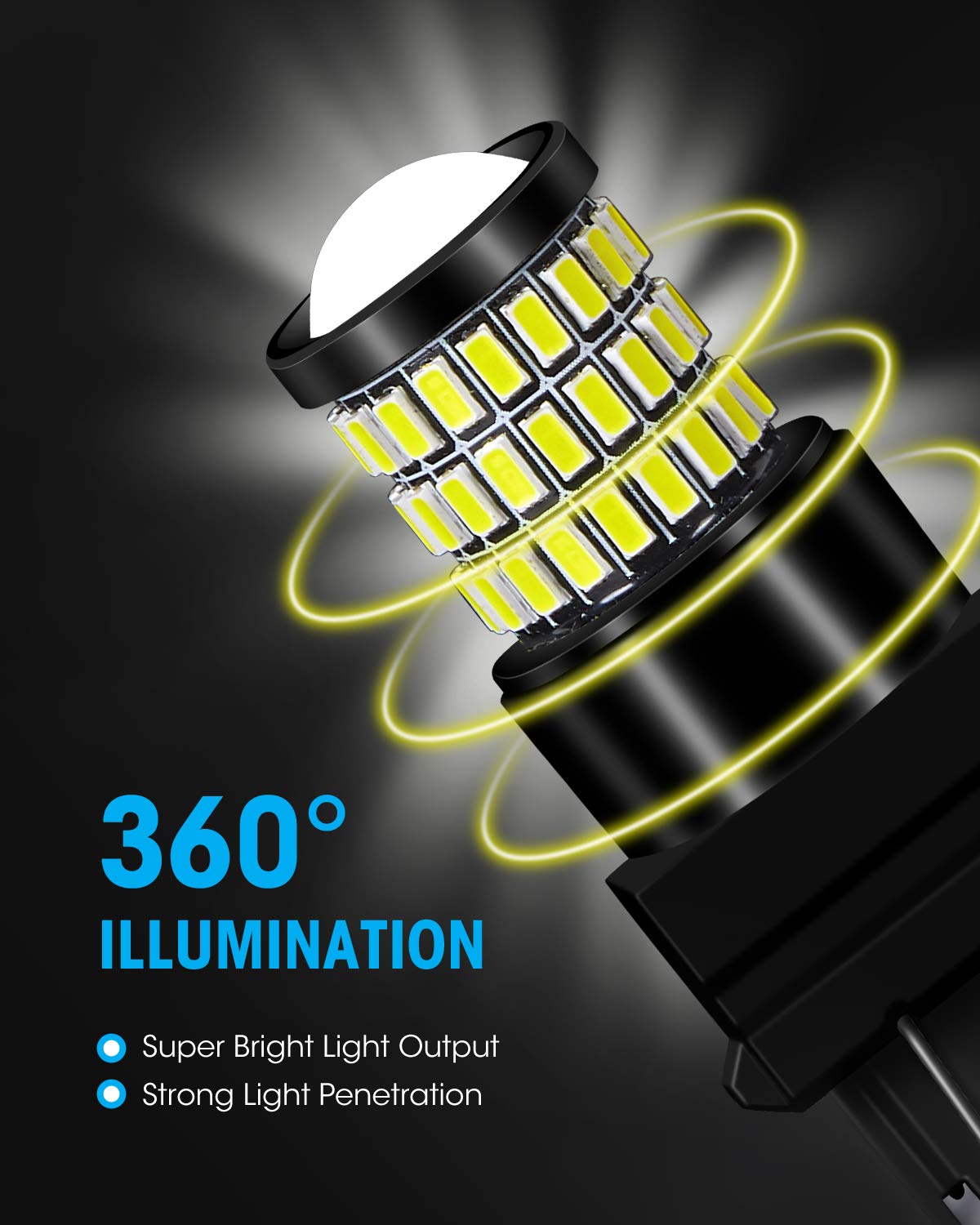 Yorkim 3157 LED Bulb - White Reverse Light, Projector, Fits 3156/3157, Pack of 2