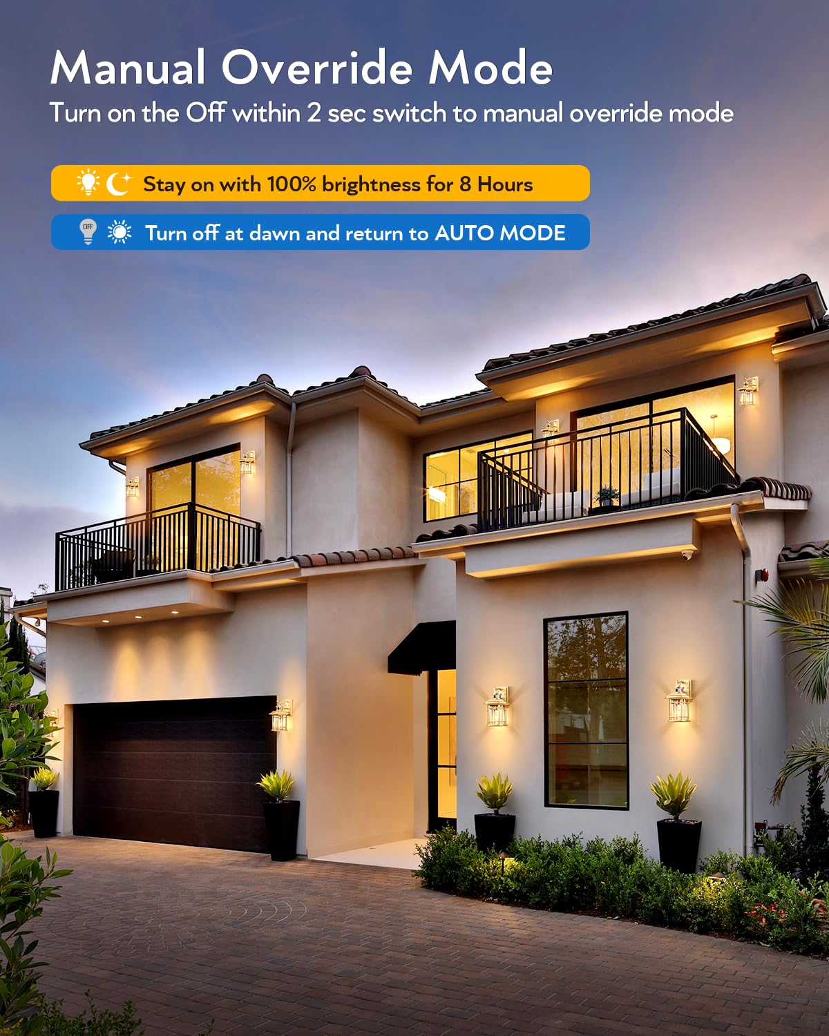 Vianis Gold Motion Sensor Porch Light - Dusk To Dawn Waterproof Carriage Lantern For Outdoor Use