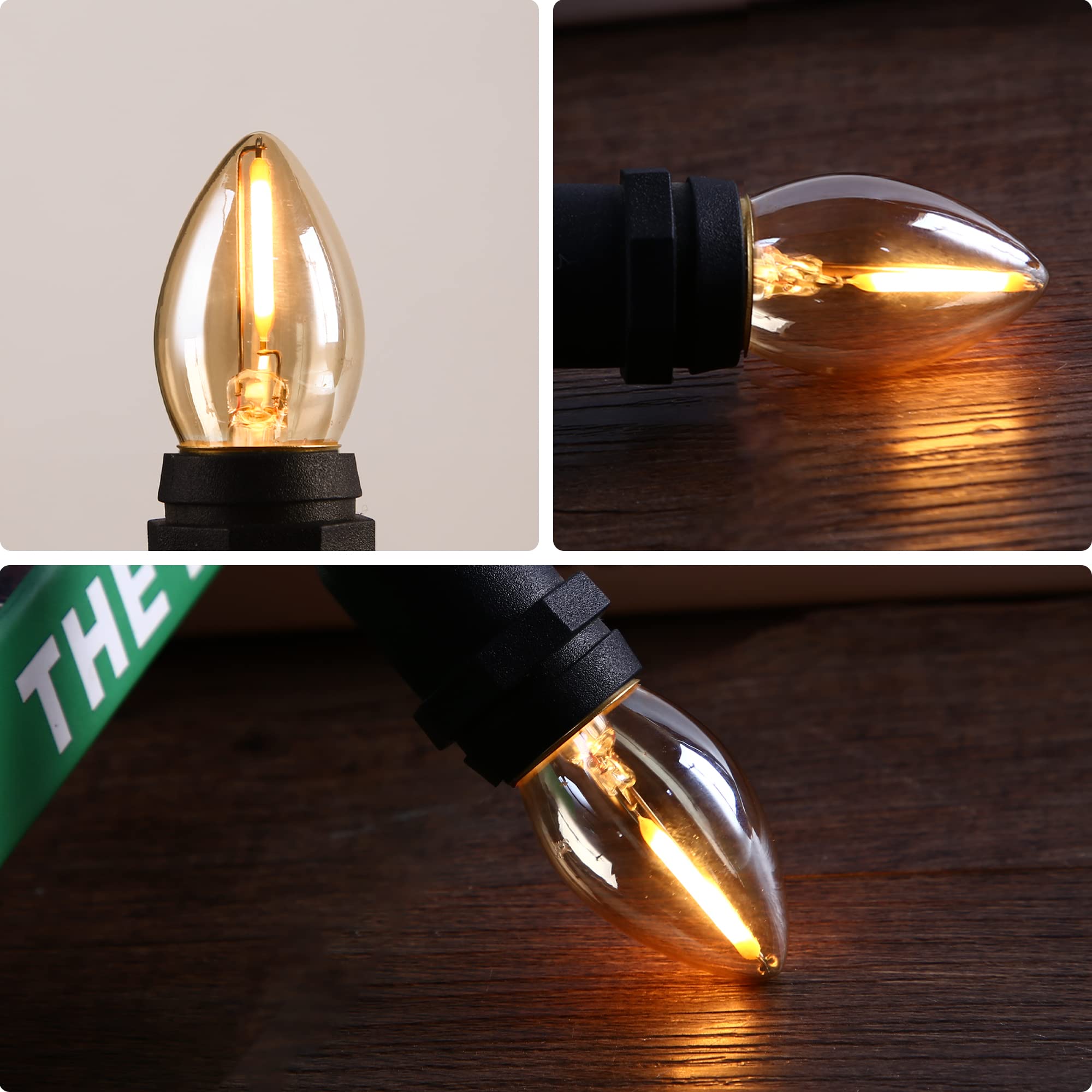 Fannis C7 Mini Led Bulb 6 Pack, 0.5W Warm 2200K Edison Vintage Amber Glass E