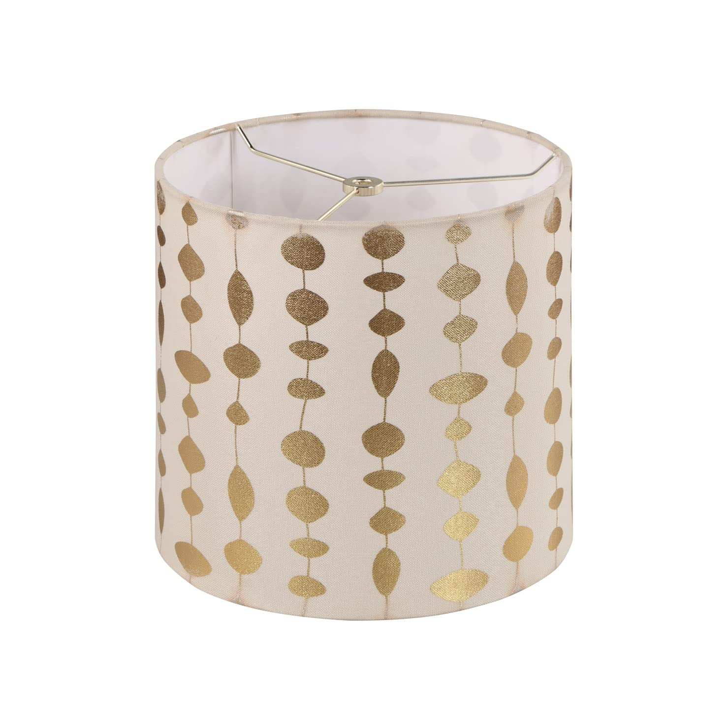 Aspen Creative 31314, Hardback Drum Spider Lamp Shade With Gold Print, 10&quot; Top X 10&quot; Bottom X 10&quot; Height