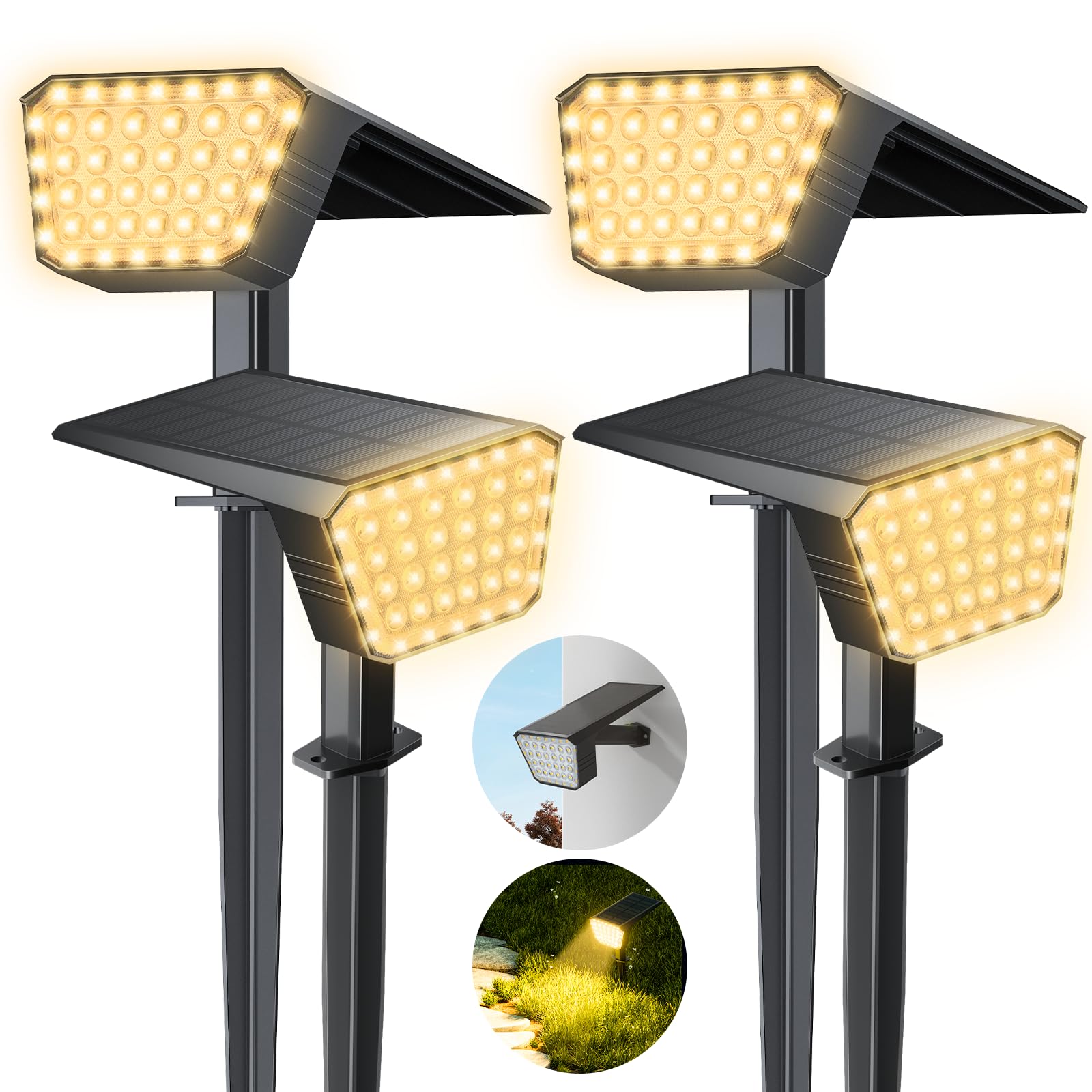 DEALGADGETS Solar Spot Lights Outdoor, IP65 Waterproof 44 LED Landscape Spotlights, Solar Powered Spotlight with Auto On/Off and