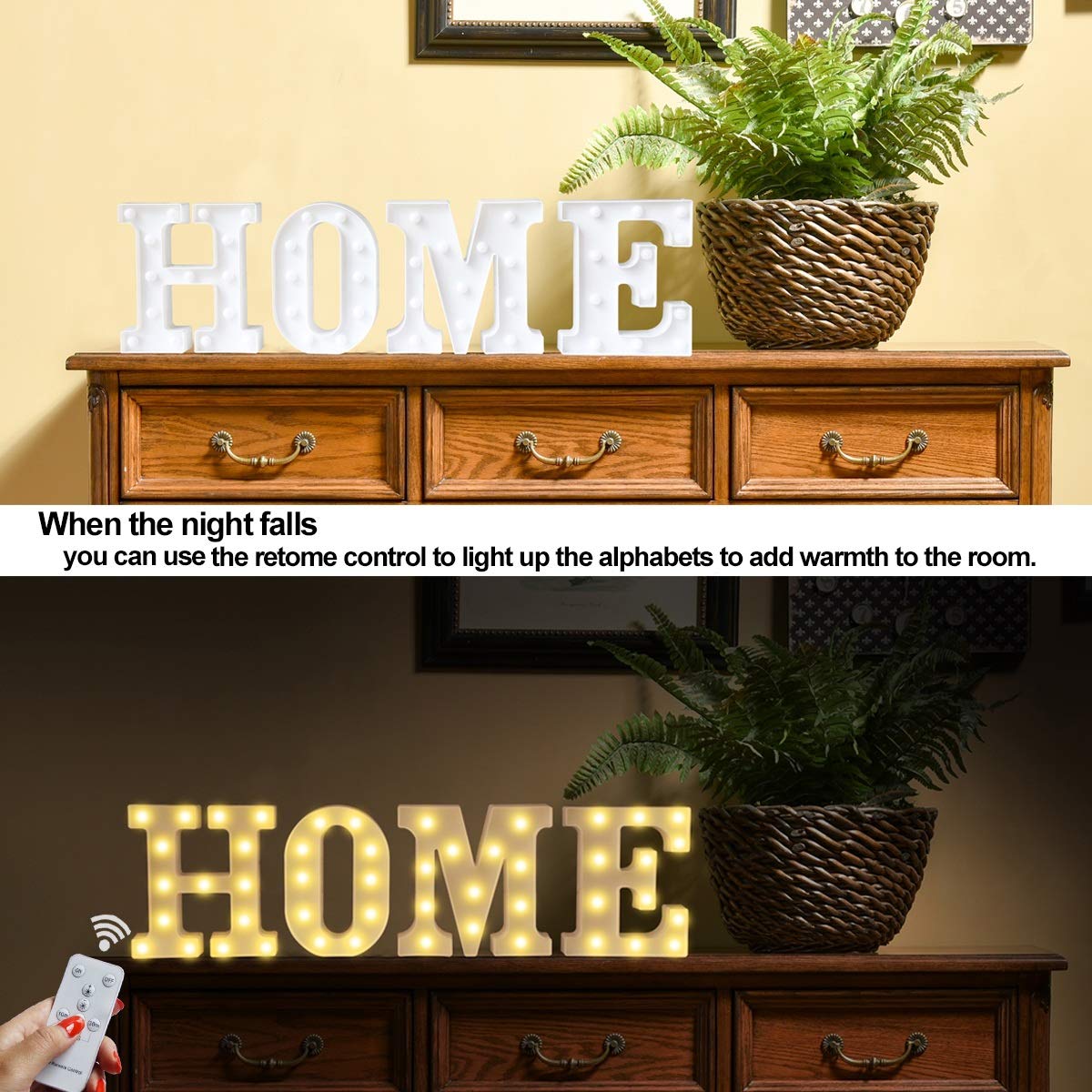 Marquee Light Up Letters, Remote Control LED Alphabet Lights - Battery Powered Lighted Letter with Light for Night Light Wedding