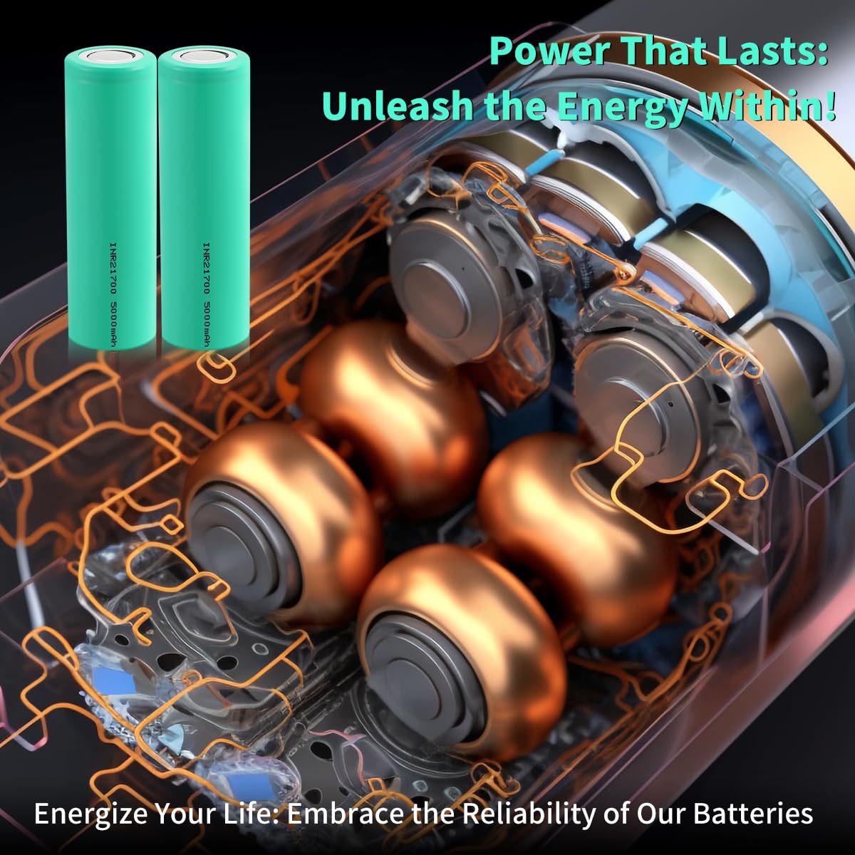 Bfhb 21700 Battery Case Set 5000 Mah For Flashlight - 2 Pack
