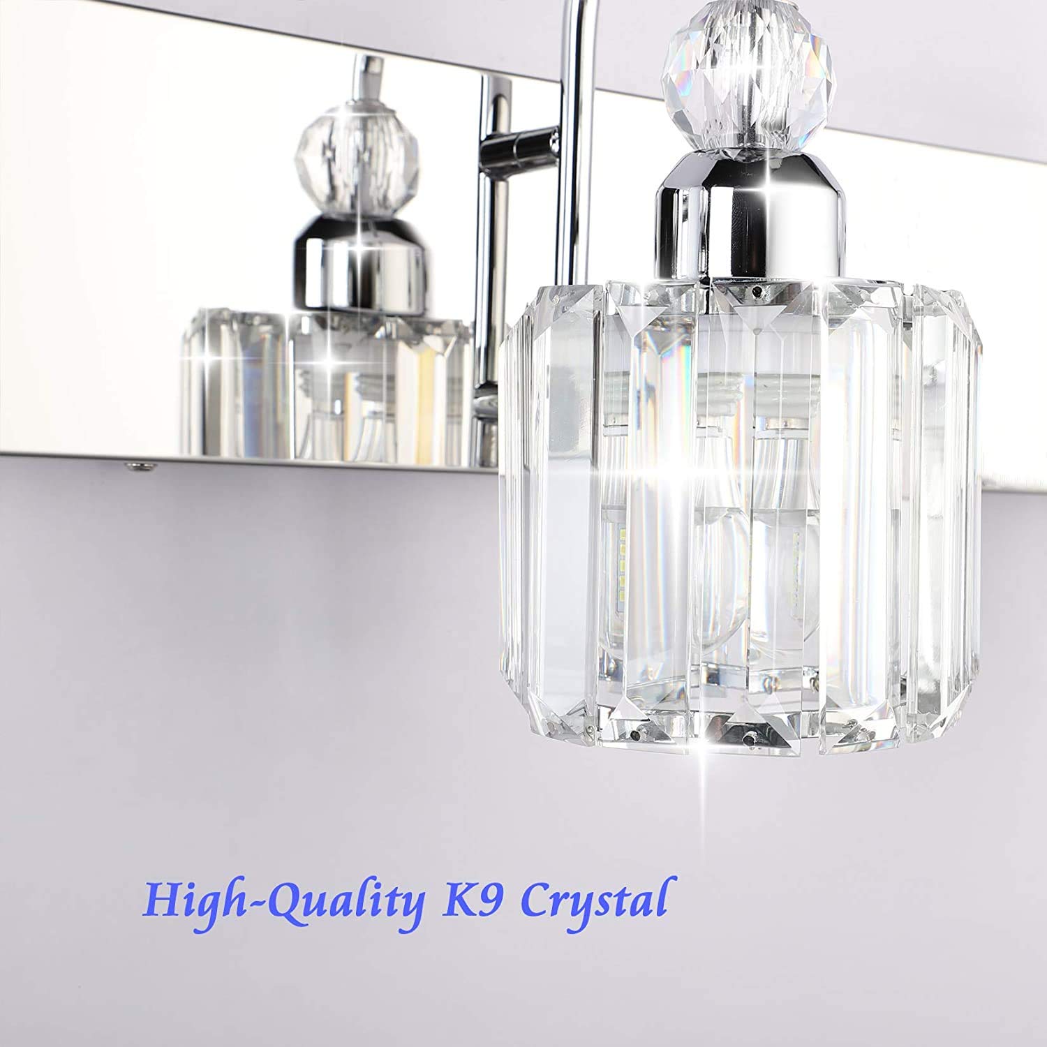 Ralbay Modern Bathroom Vanity Light - 2-Light Crystal Wall Fixture For Bathroom