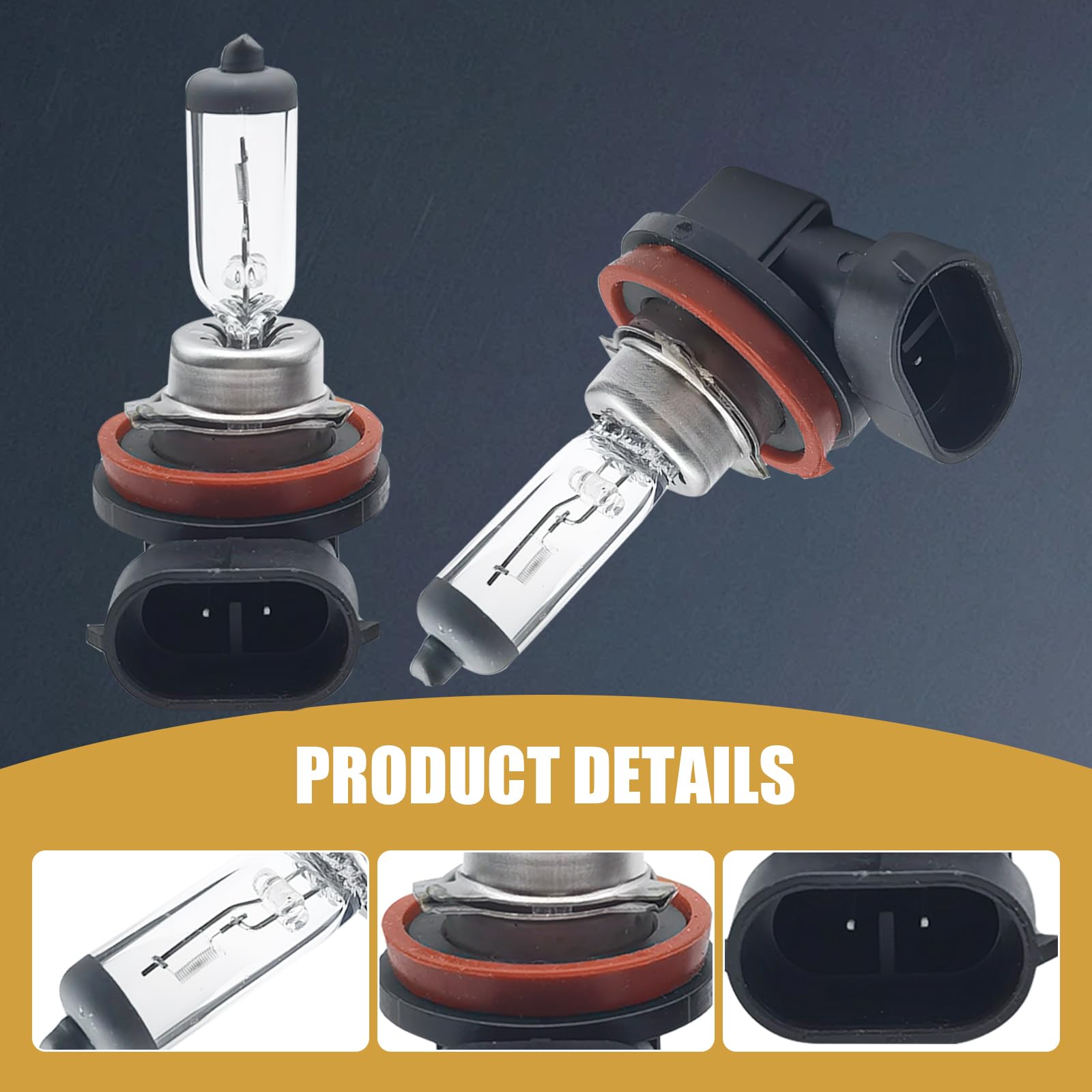 gunhunt Halogen Bulb, 12V Quartz Lamp, Ultra-bright Beam, 2 PCS, H8 Model, Warm White Light, Plug and Play, Universal Car Lighting