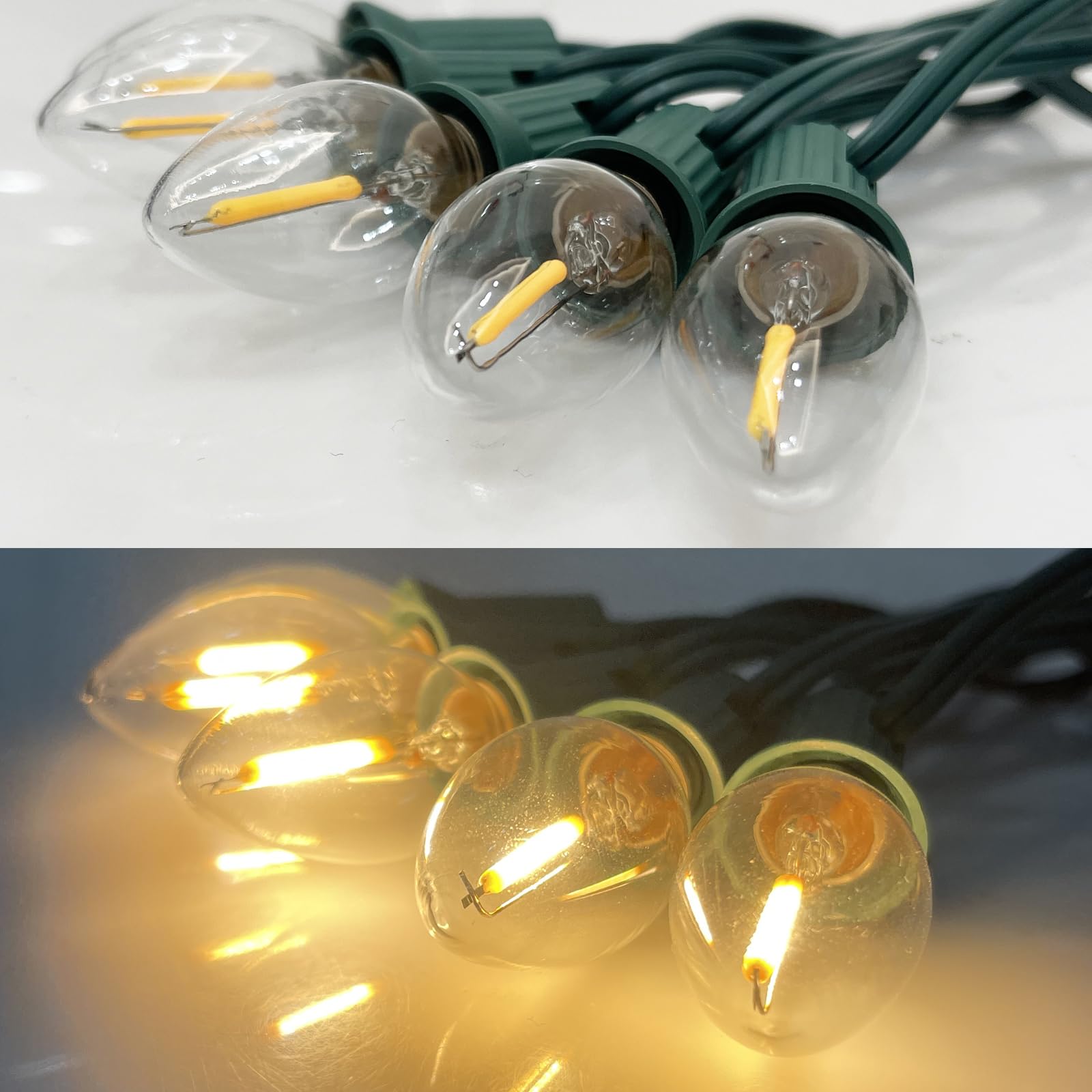 C7 Led Clear Christmas String Lights Outdoor, 25Ft Connectable Hanging Christmas Lights With 27 0.6W Bulbs(2 Spare), Vintage Chr