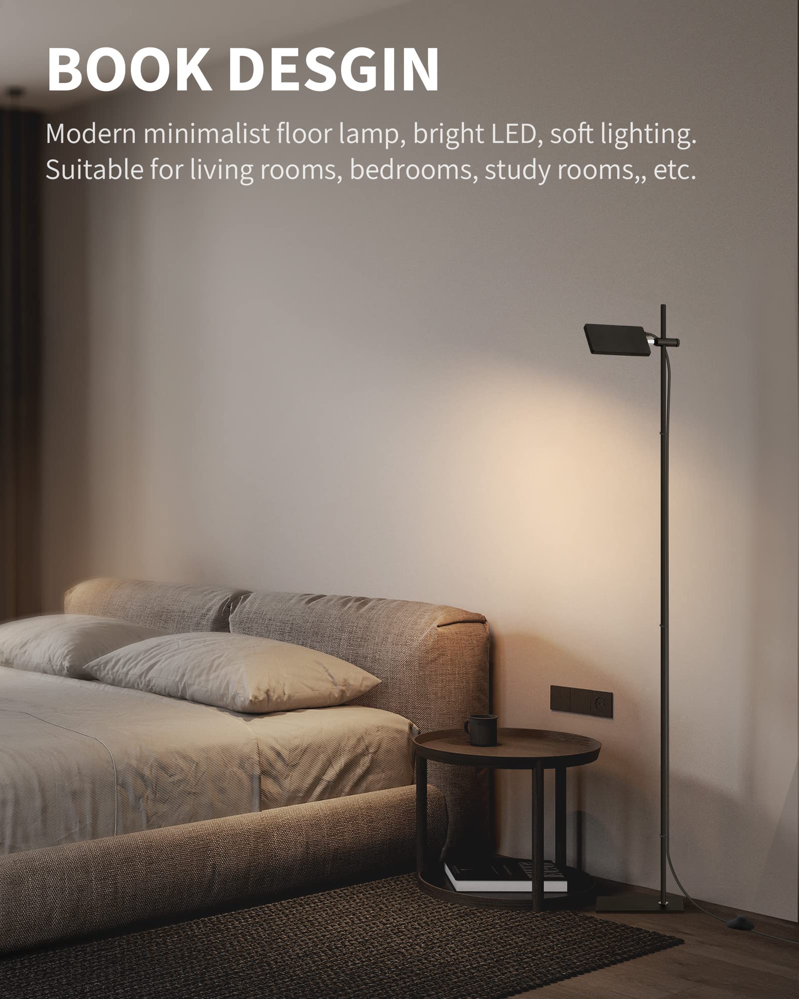 Visdanfo Modern Floor Lamp, 360 Degree Rotation Sky Led Floor Lamp Office Lighting, Bright Led Standing Pole Light, Tall Lamps For Living Room,Bedroom,Reading,Study Room (White)